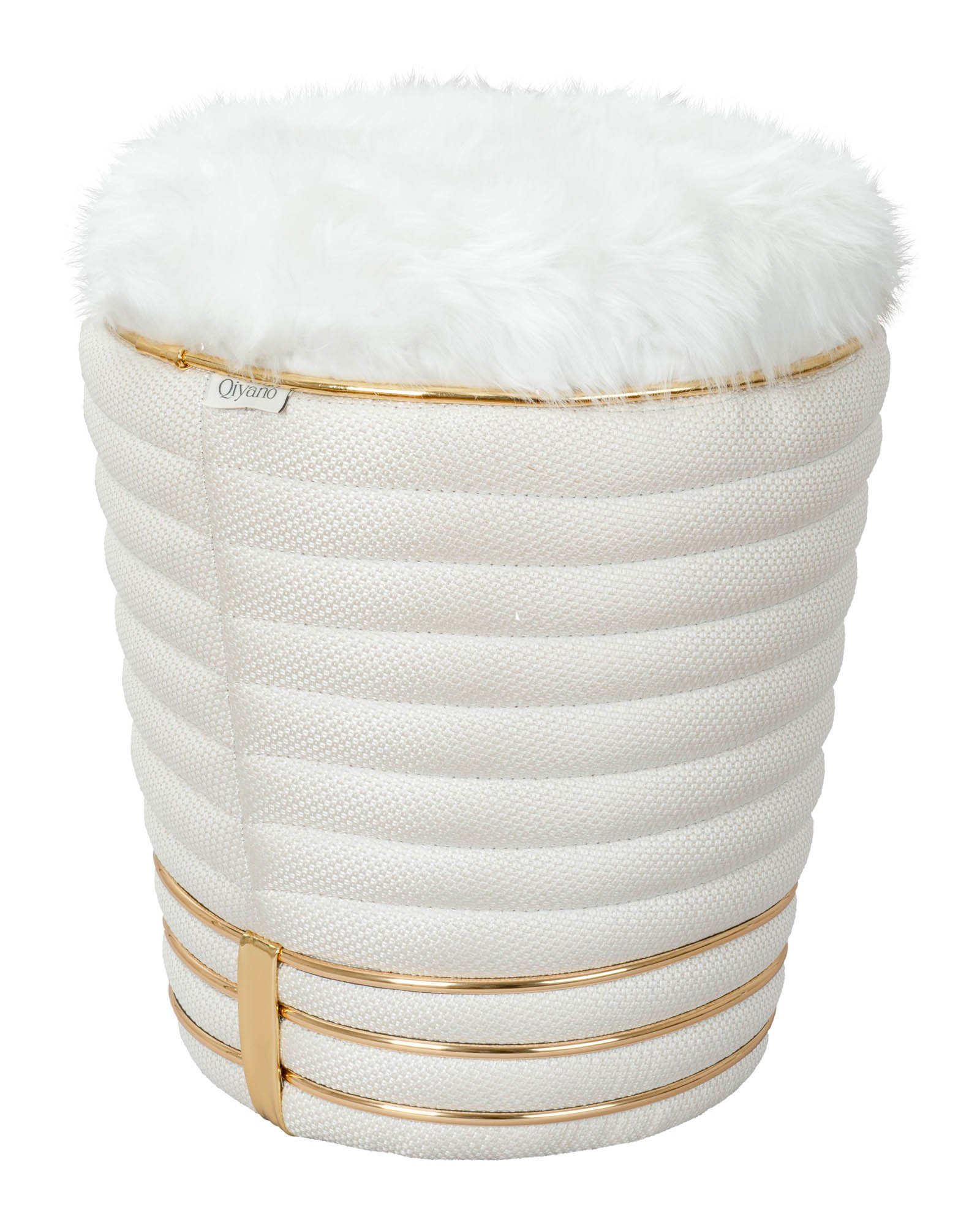Hocker Pouf Hocker Struktur Beige - Steppnähte, Flauschig