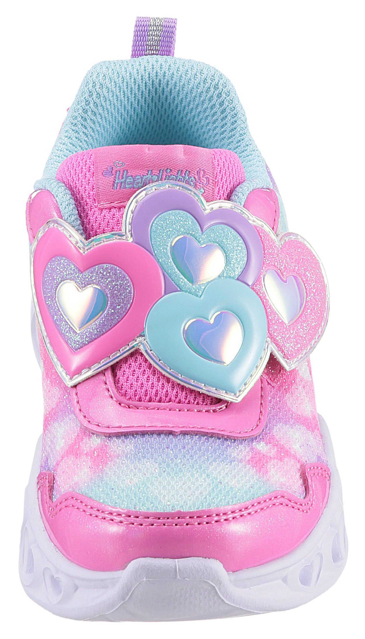 mit Kids rosa-mint LIGHTS hübscher Herz-Applikation HEART REFLECTION Blinkschuh Skechers Lauflernschuh - LOVIN