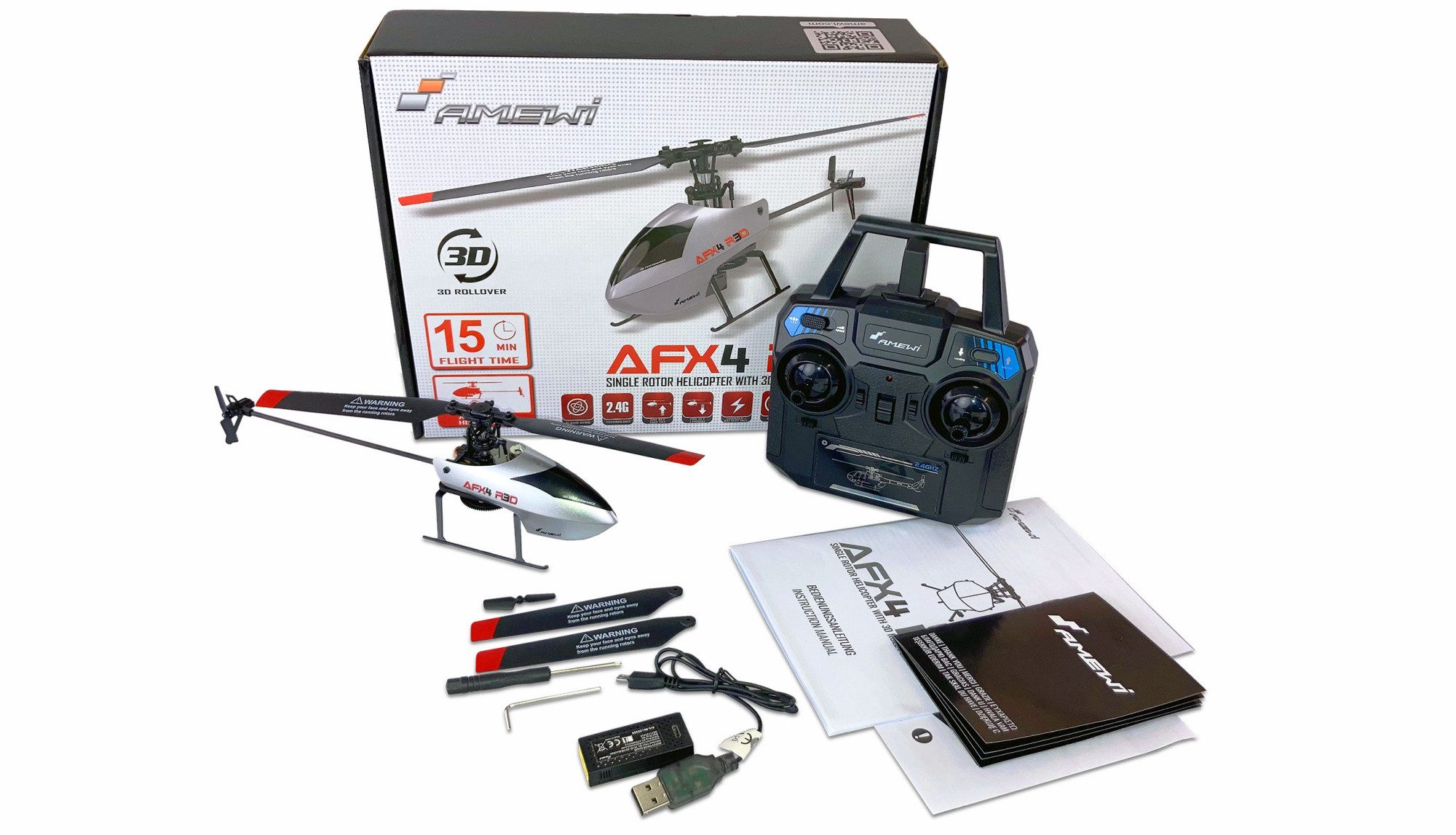 Amewi RC-Bagger Amewi RC Hubschrauber AFX4 R3D Single-Rotor 4-Kanal 6G RTF