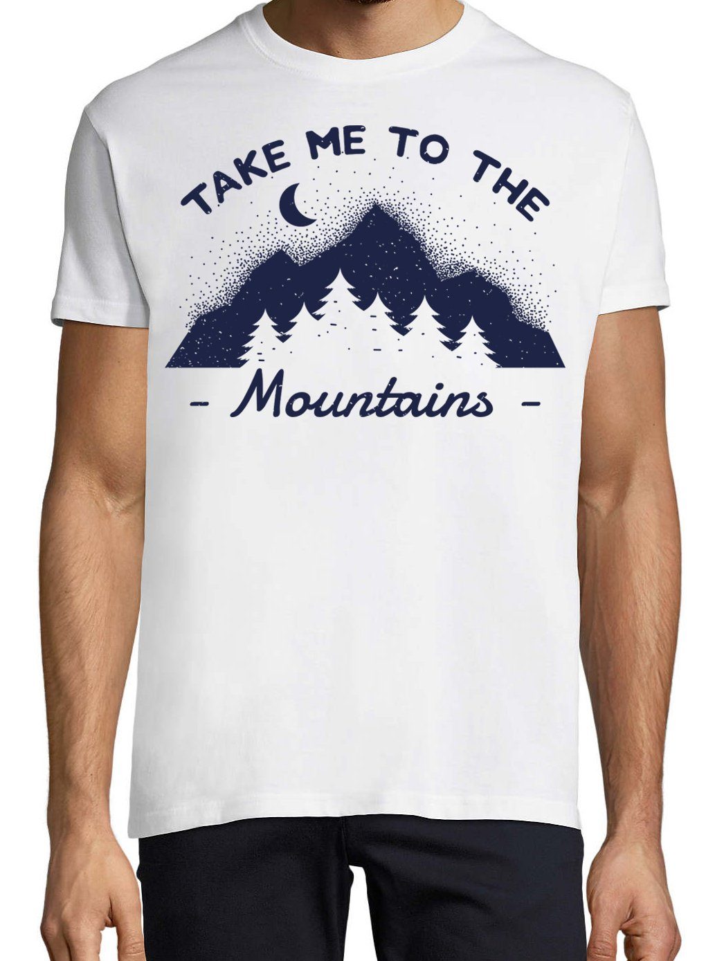 me Frontdruck Take Mountains T-Shirt Trendigem Weiss mit Youth Designz the Herren T-Shirt to