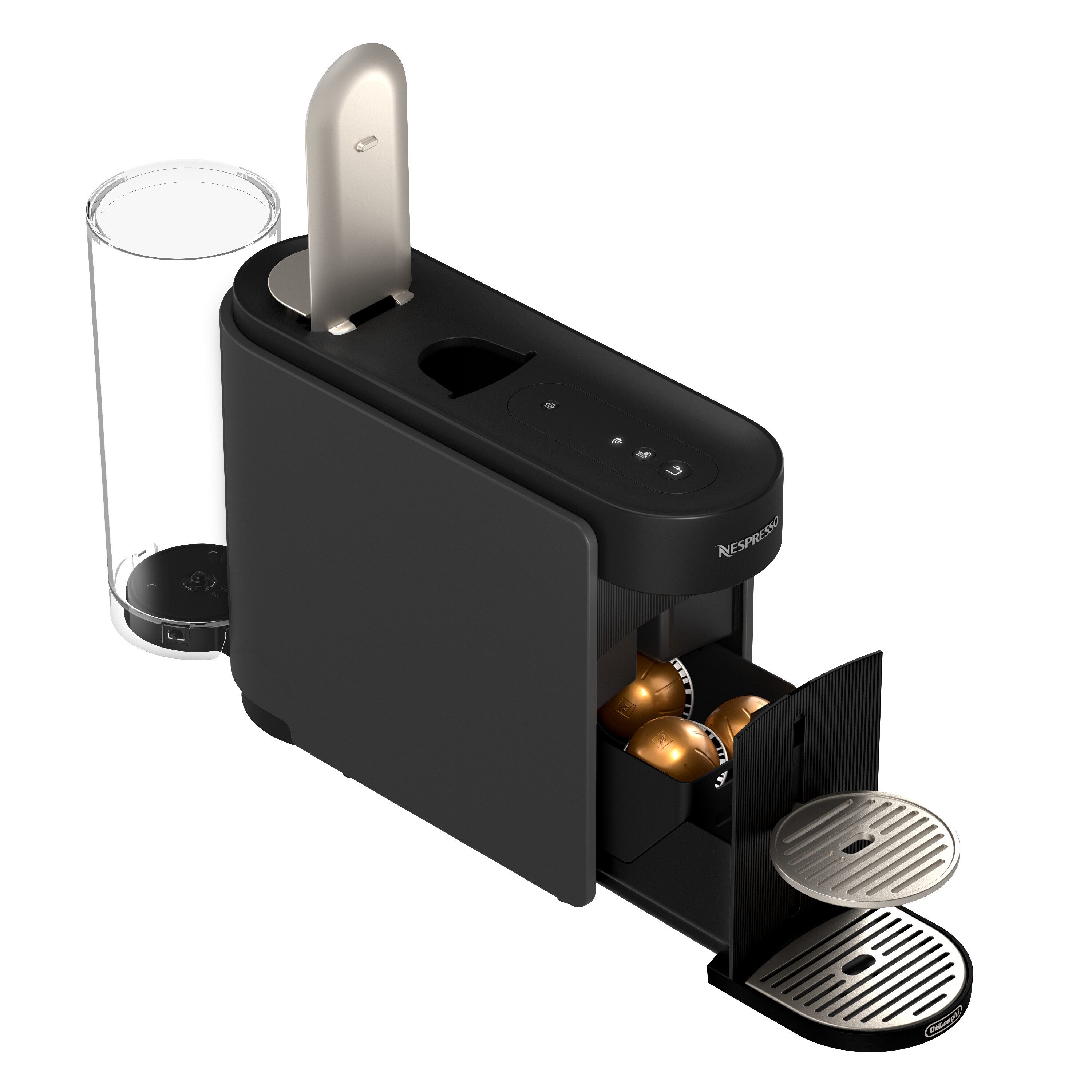 NESPRESSO Kapselmaschine Vertuo Up ENV200.GY von DeLonghi, 3 Sekunden Aufheizzeit, One Touch Kaffee Zubereitung, für 5 Tassengrößen, kompaktes Design