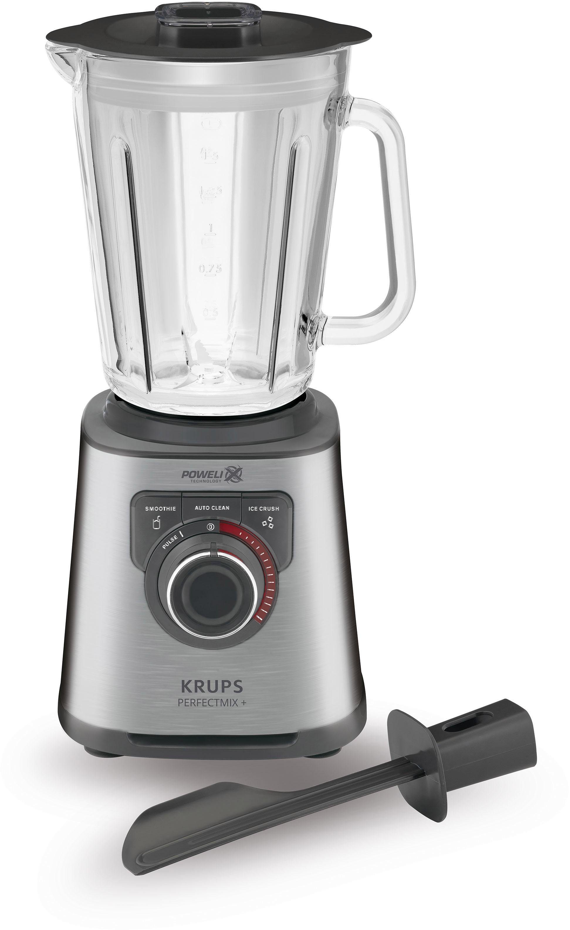 Krups Standmixer KB403D Perfect Mix+, 1200 W, 28.000 UpM, 2 L Glasbehälter, 3 voreingestellte Programme