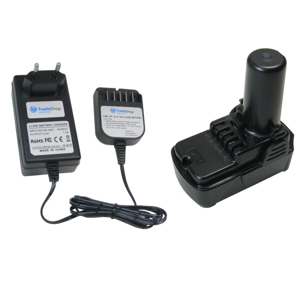 Trade-Shop 2in1 Set passend für Hitachi UC10SL UC10SFL BCL1015 - Ladegerät + Akku Li-Ion 2000 mAh (10.8 V)