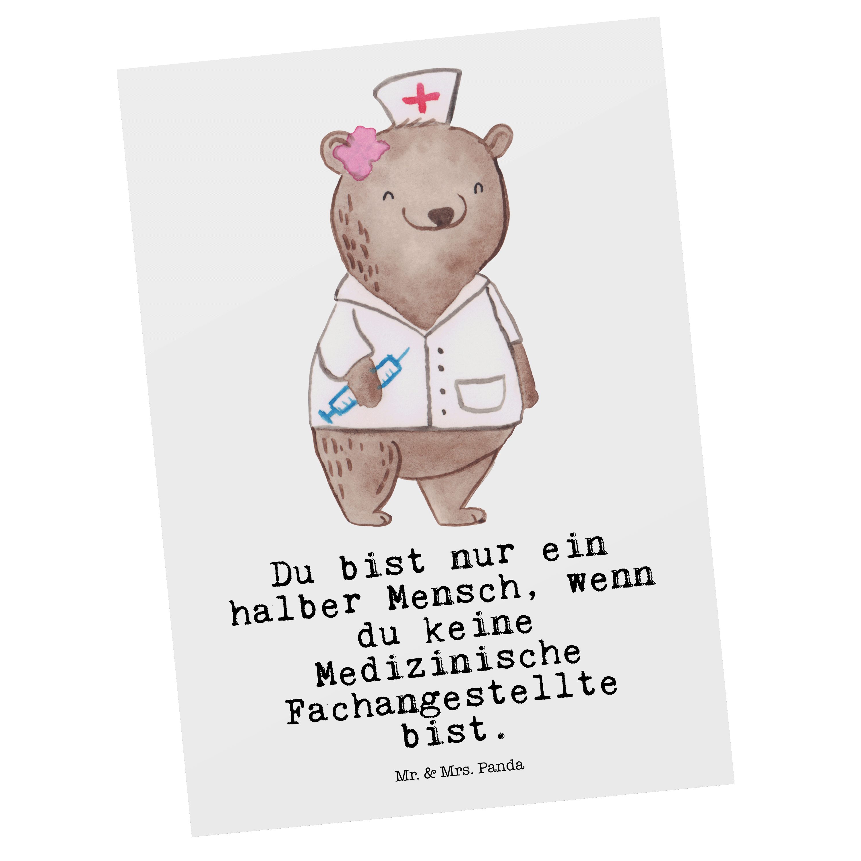 Mr. & Mrs. Grußk mit Panda Medizinische Postkarte Fachangestellte Weiß Beruf, - - Herz Geschenk