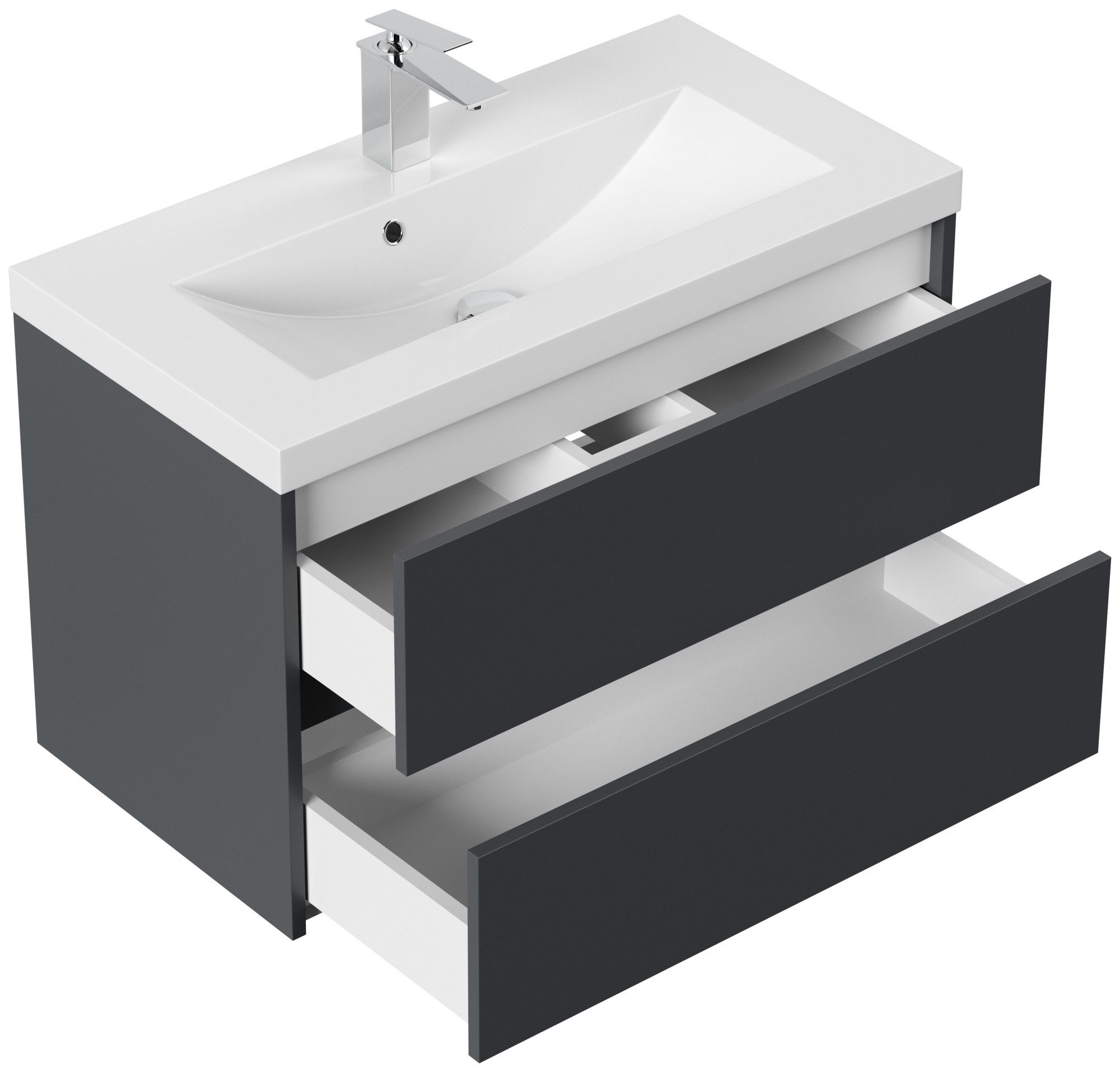 Magnolia Home Badmöbel-Set Badmöbel Melora 80cm grafit