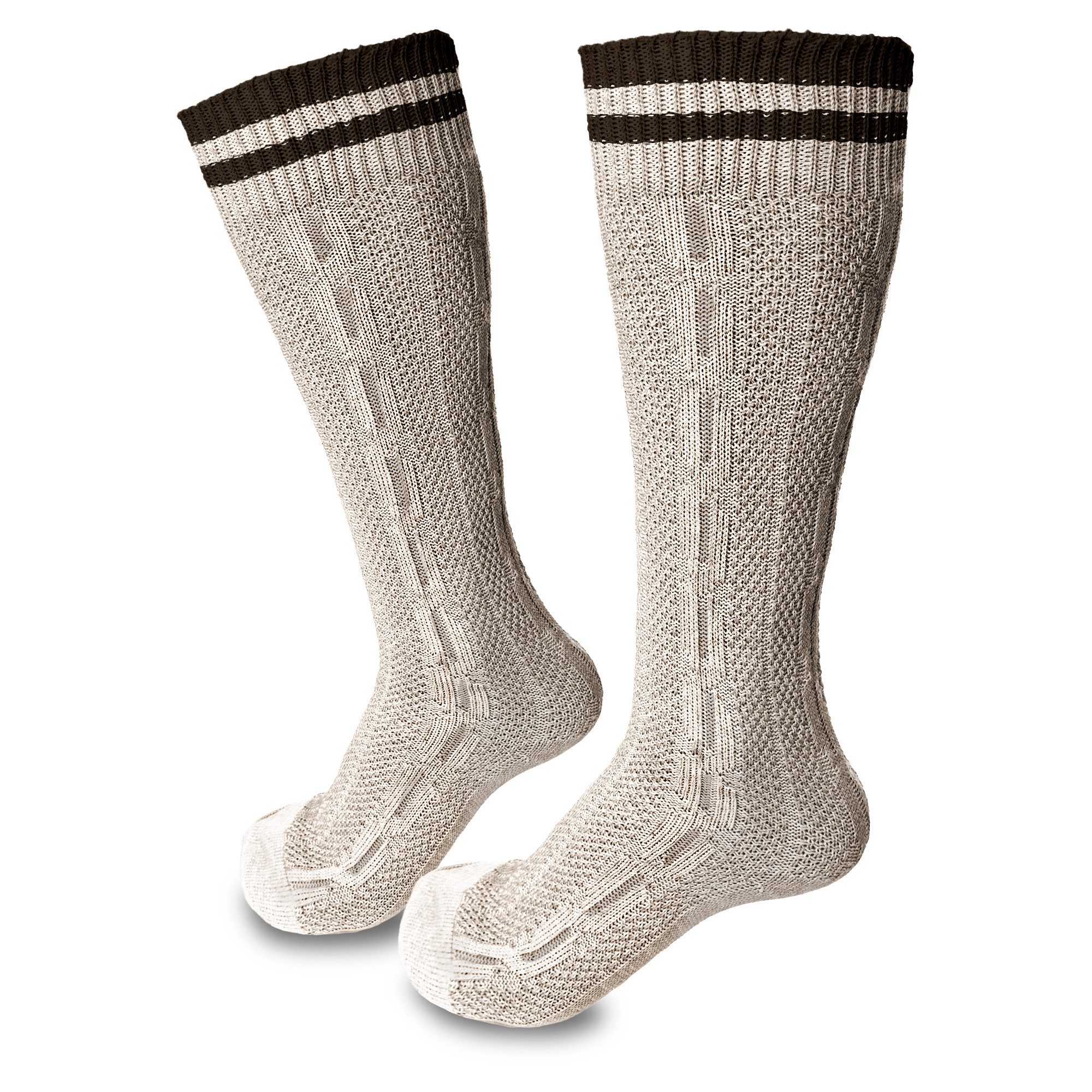 Steigenhöfer Manufaktur Trachtensocken mit Zopfmuster und Steifen - Elastische Socken für Herren und Damen Bayerische Trachtenstrümpfe aus Baumwolle für dein Oktoberfest Outfit