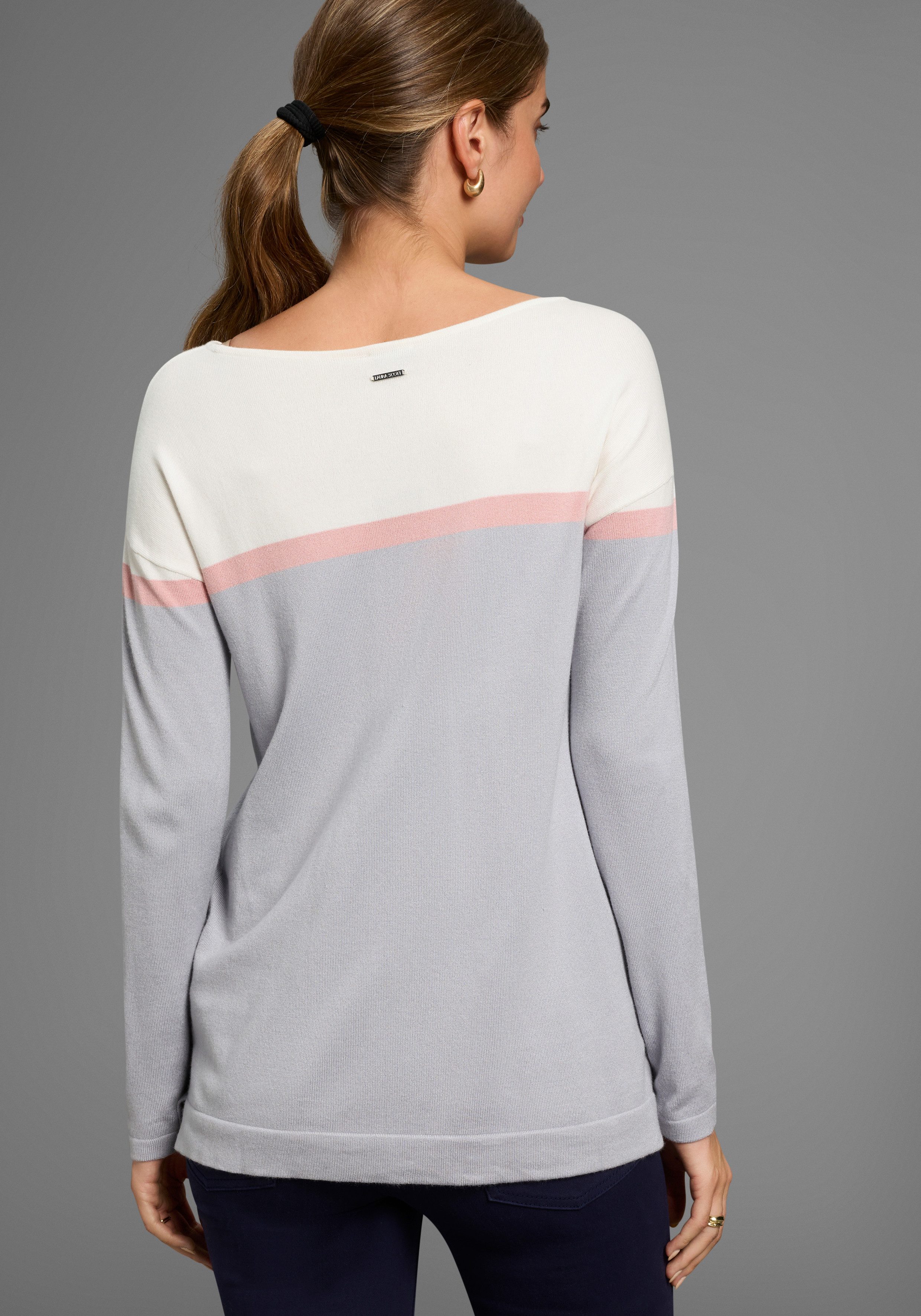 Laura Scott Strickpullover Feinstrickpullover mit dezent glitzerndem Print günstig online kaufen