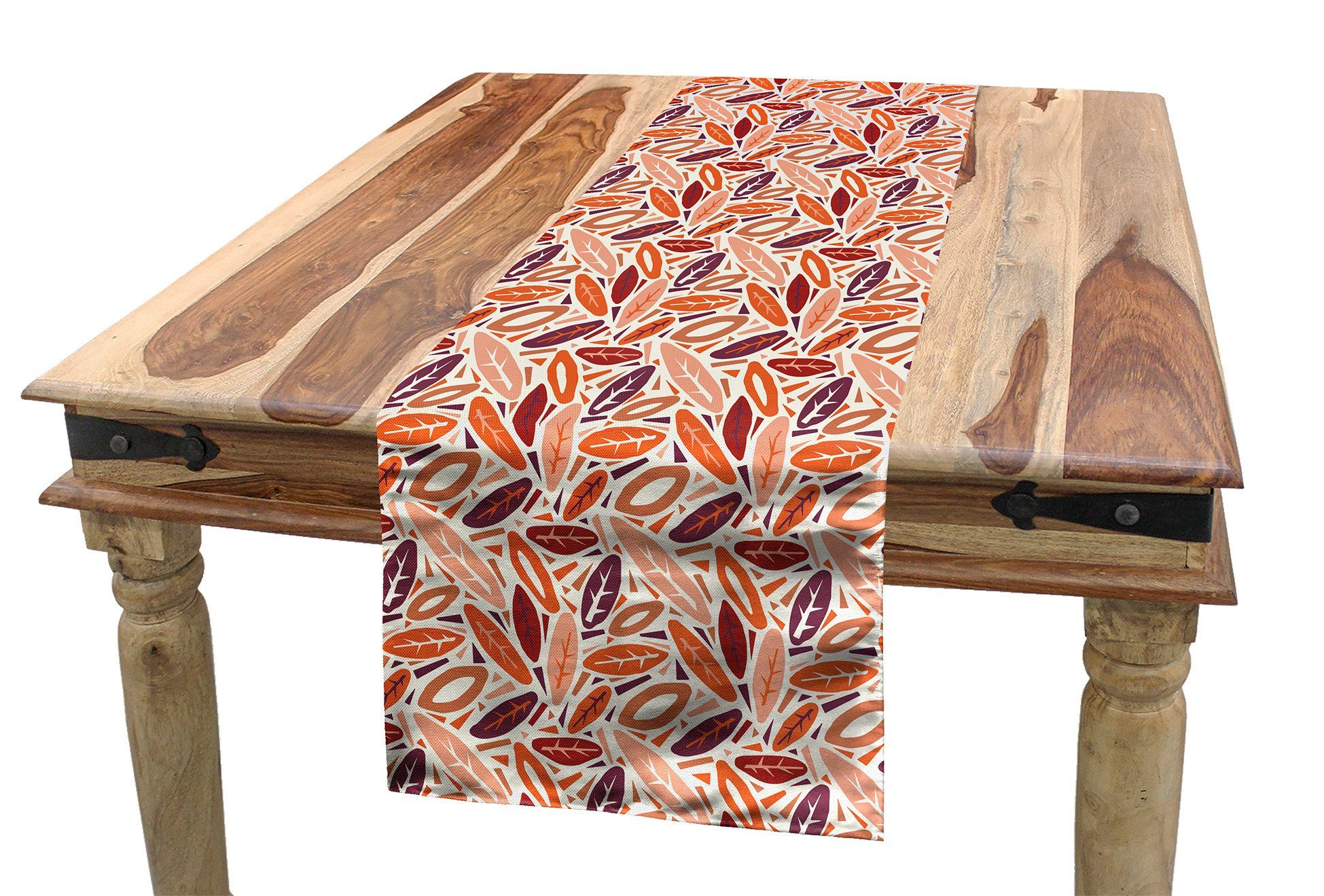 Abakuhaus Tischläufer Esszimmer Küche Rechteckiger Dekorativer Tischläufer, Blätter Anordnung von Herbstlaub