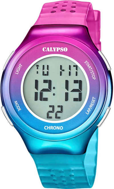 CALYPSO WATCHES Chronograph Color Splash, K5841/1, Armbanduhr, Quarzuhr, Damenuhr, Digitalanzeige, Datum, Stoppfunktion