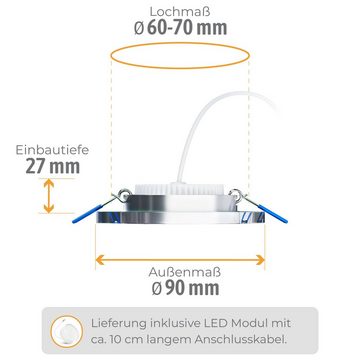 SSC-LUXon LED Einbaustrahler Glas Einbauleuchte flach, rund & schwenkbar mit WLAN RGB LED Modul, Warmweiß bis Tageslicht