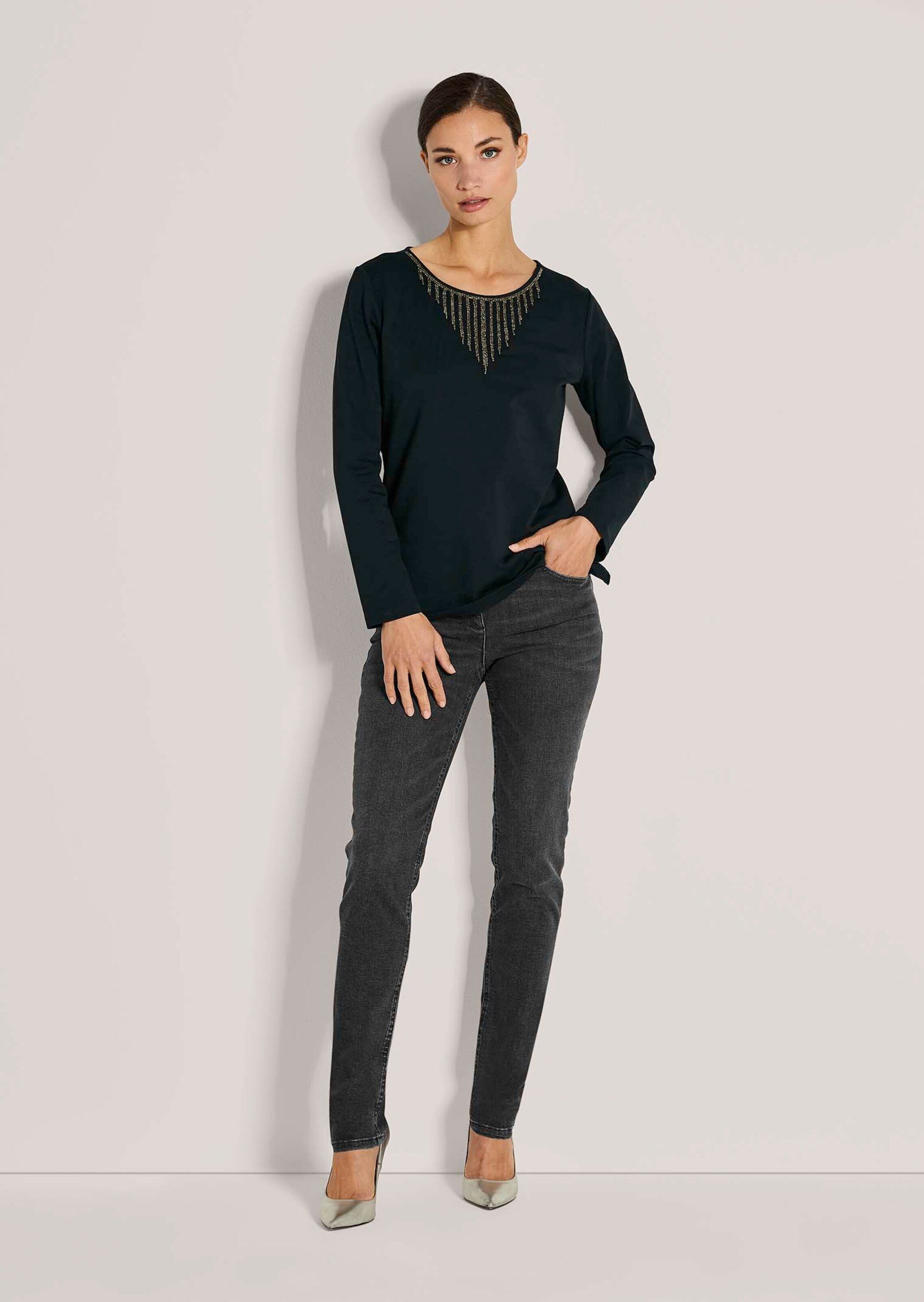 MADELEINE Langarmshirt Glamouröser Pullover, Strassakzente Rundhals-Shirt m günstig online kaufen