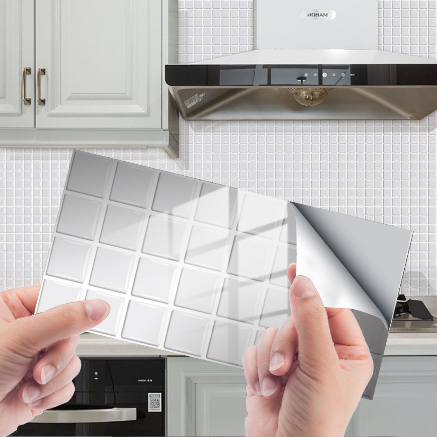 BYSURE Fliesenaufkleber (48 St), Küchen Fliesenaufkleber Mosaik 20x10cm Badezimmer Selbstklebende