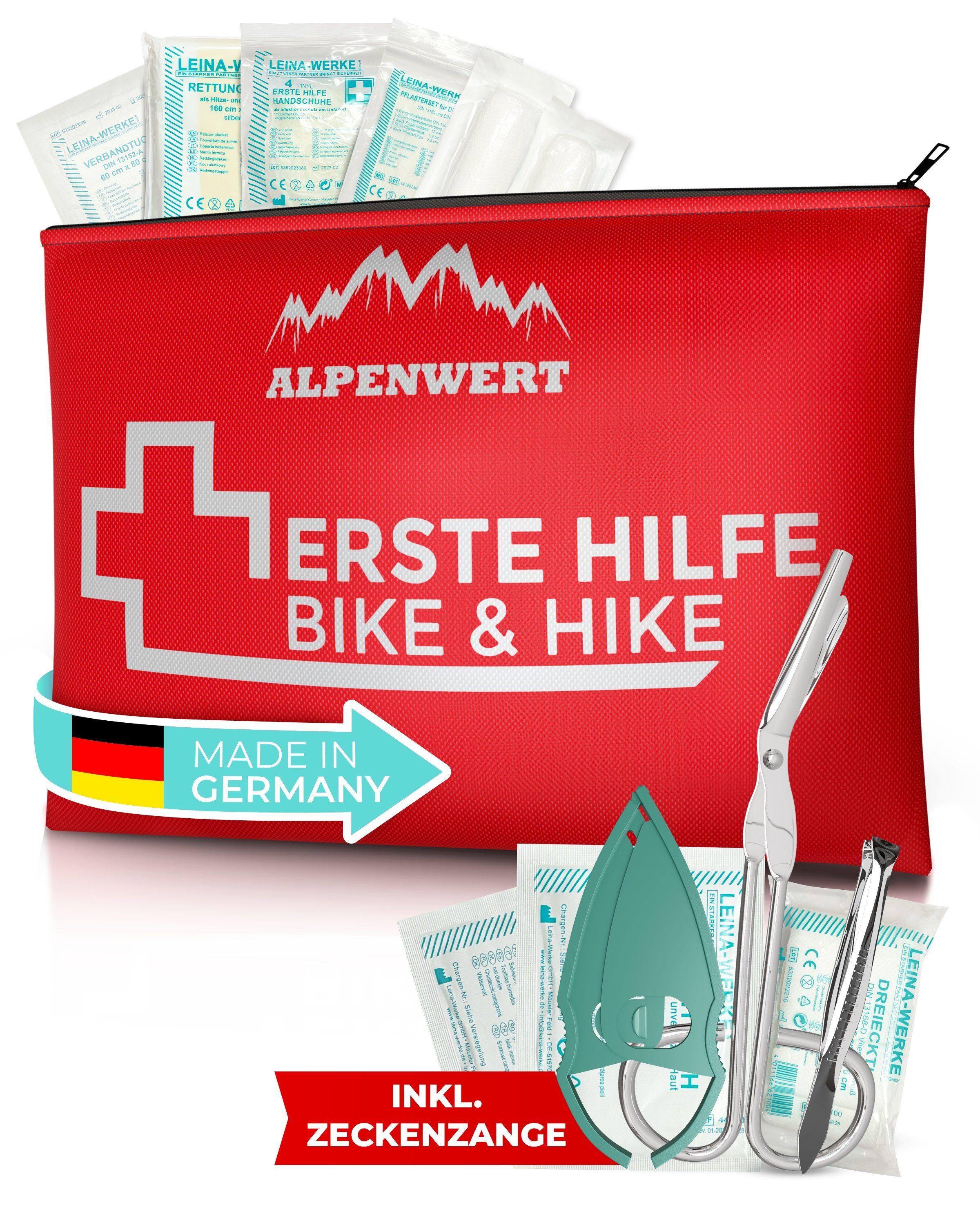 Alpenwert Erste-Hilfe-Set Outdoor First Aid Kit Set für Kinder, Fahrrad, Wandern, Erste Hilfe Set Outdoor