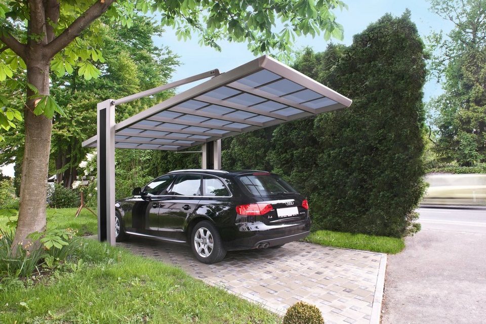 Ximax Einzelcarport My-Port Typ 2858 Typ 150 Sonderhöhe-Edelstahl-Look, BxT:  275x579 cm, 245 cm Einfahrtshöhe, Aluminium