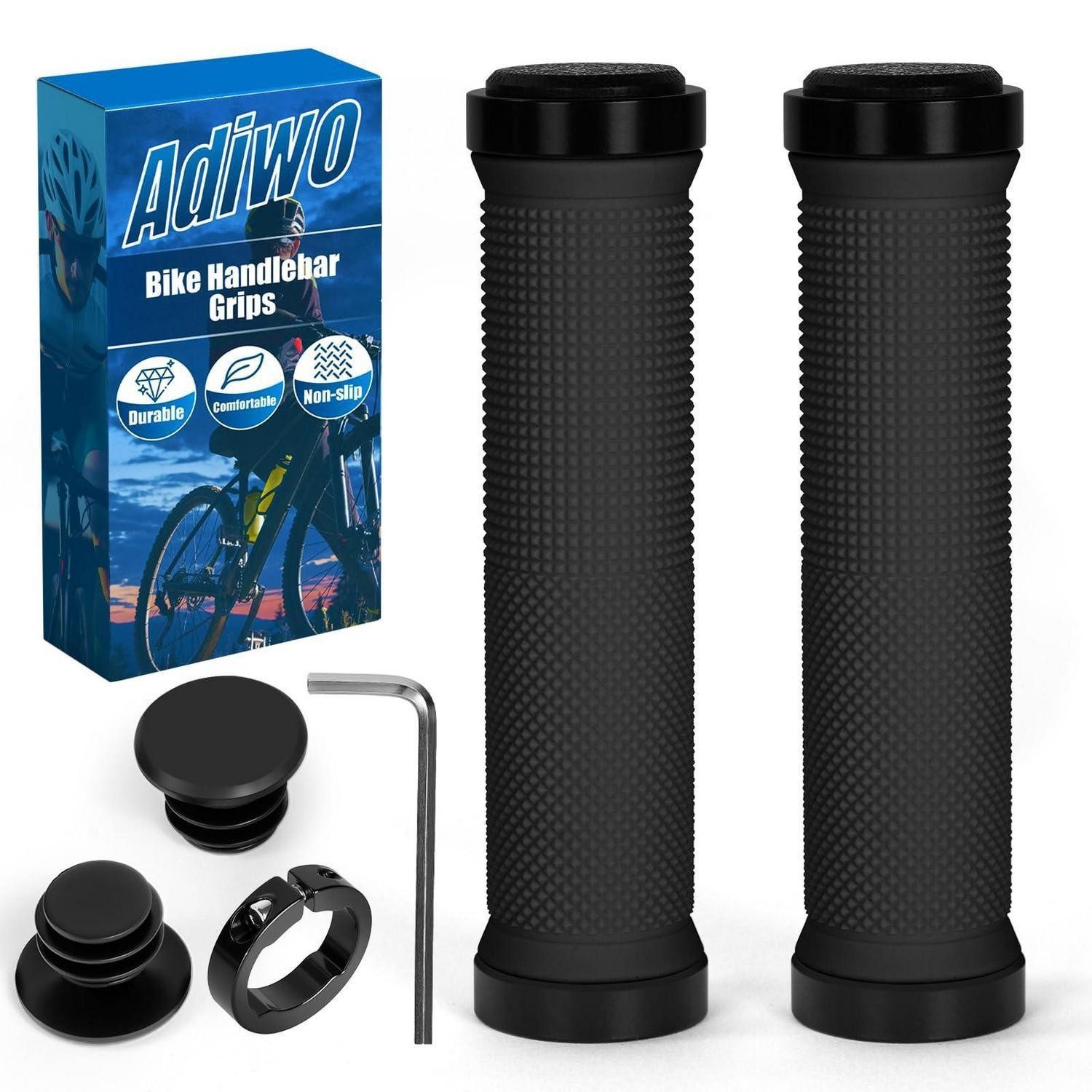 LuxusKollektion Fahrradlenker Fahrradgriffe ergonomisch rutschfest 22mm Typ D – Schwarz