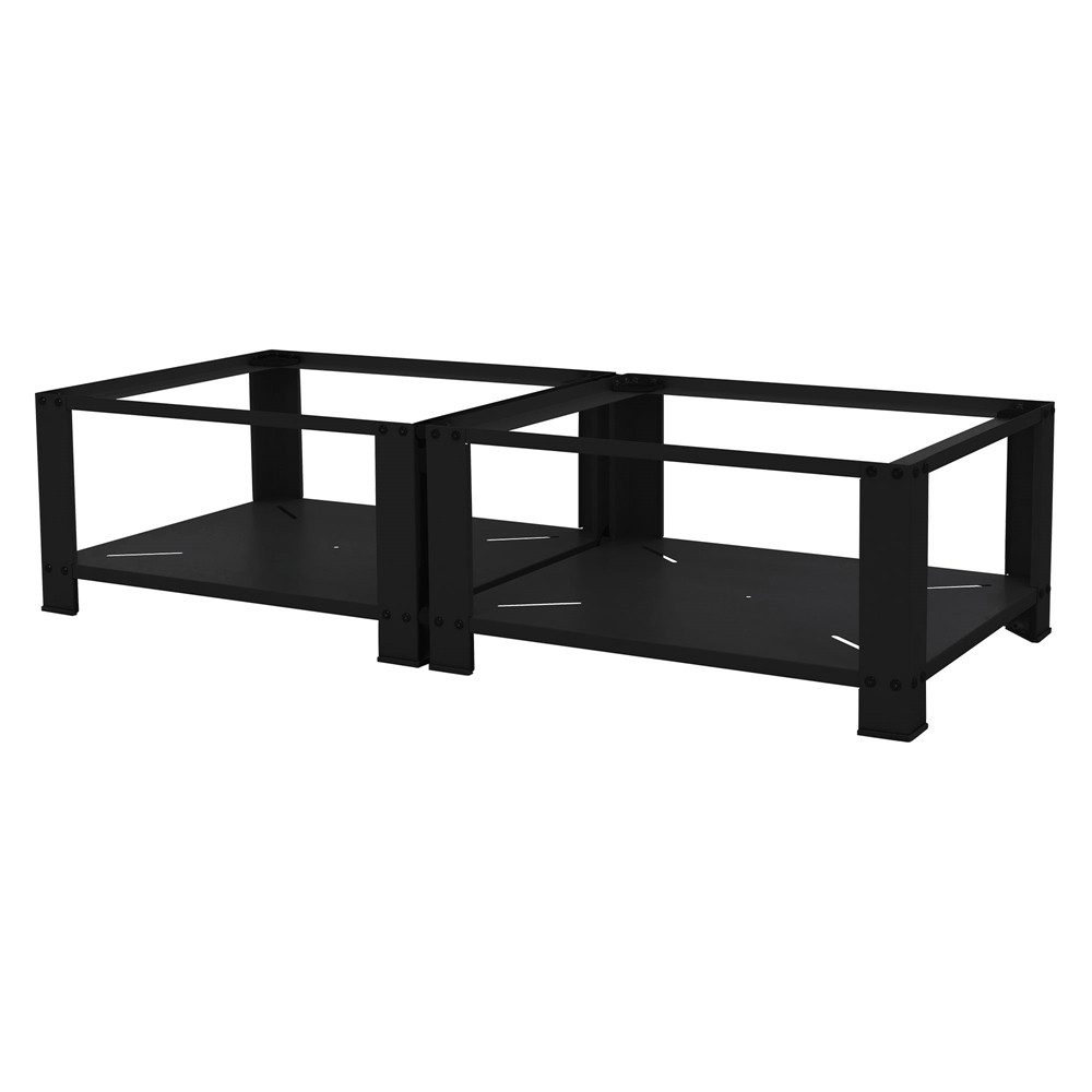 ML-DESIGN Waschmaschinenuntergestell Waschmaschinenzubehör Untergestell Unterbausockel Podest für Trockner, Zubehör für Waschmachinen, Doppel Waschmaschinen Unterbau mit Ablage 128x54x32cm Stahl schwarz