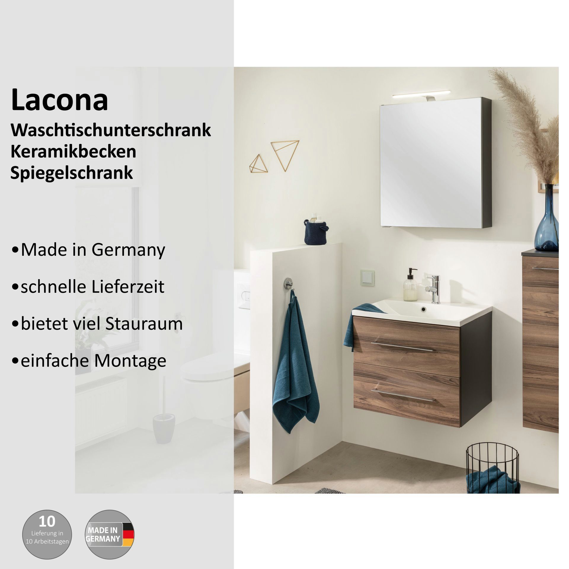 welltime Badmöbel-Set Lacona