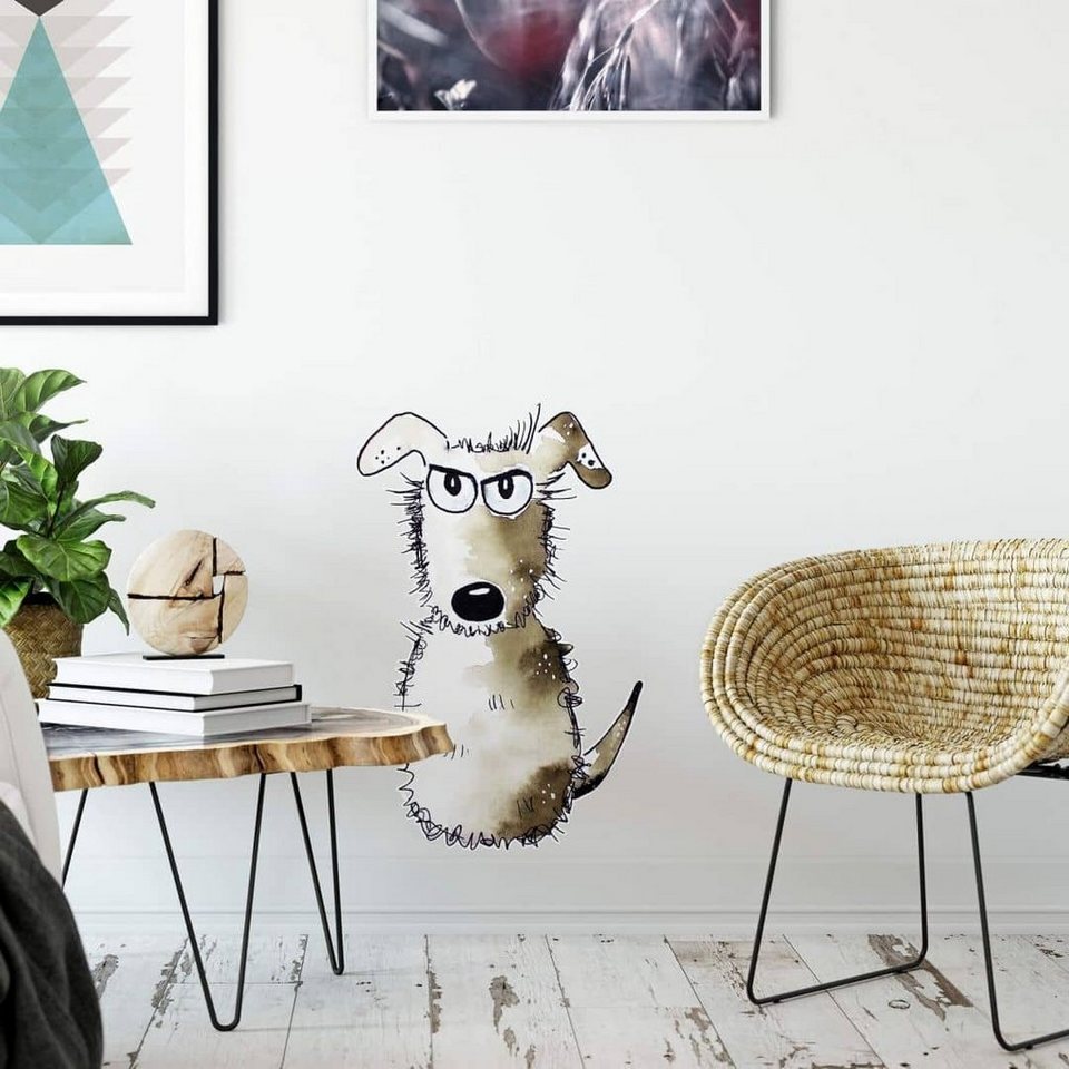 Kleiner Lebensfreude Hund, Wandtattoo Art Wandtattoo Hagenmeyer entfernbar Wall K&L Wandbild selbstklebend, Wohnzimmer