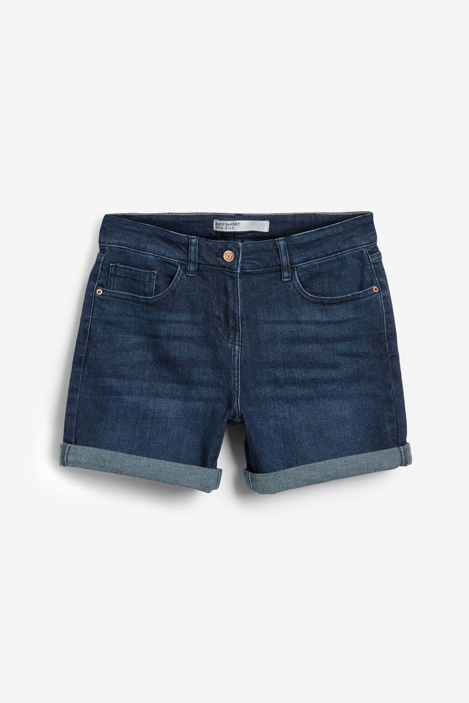 (1-tlg) Boy-Shorts Next aus Dark Jeansshorts Kurzgröße Blue Denim,