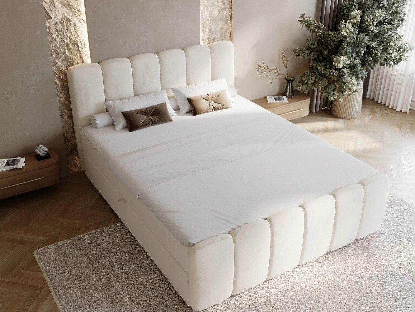 GrainGold Boxspringbett mit Bettkästen CLOUD, Modern Bett mit Kopfteil, 160 günstig online kaufen