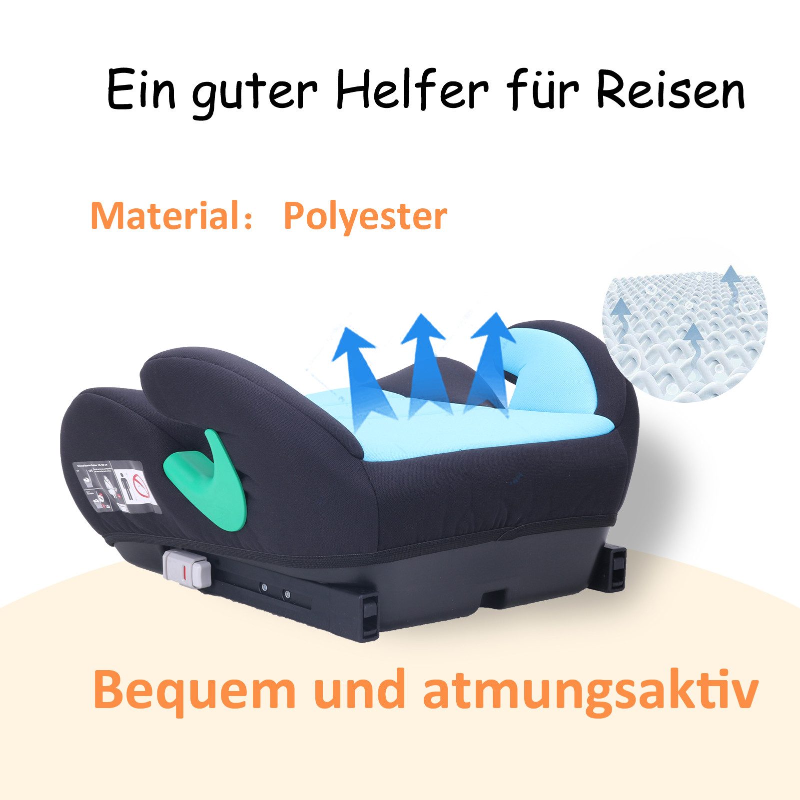 Yalion Kindersitzerhöhung YALION Kindersitzerhöhung mit ISOFIX ECE R129 (i-Size) für Kinder, ab: ca.6Jahren, bis: 10Jahren, (3-Punkt-Gurt), i-Size Sitzerhöhungen Auto Kinder, Blau