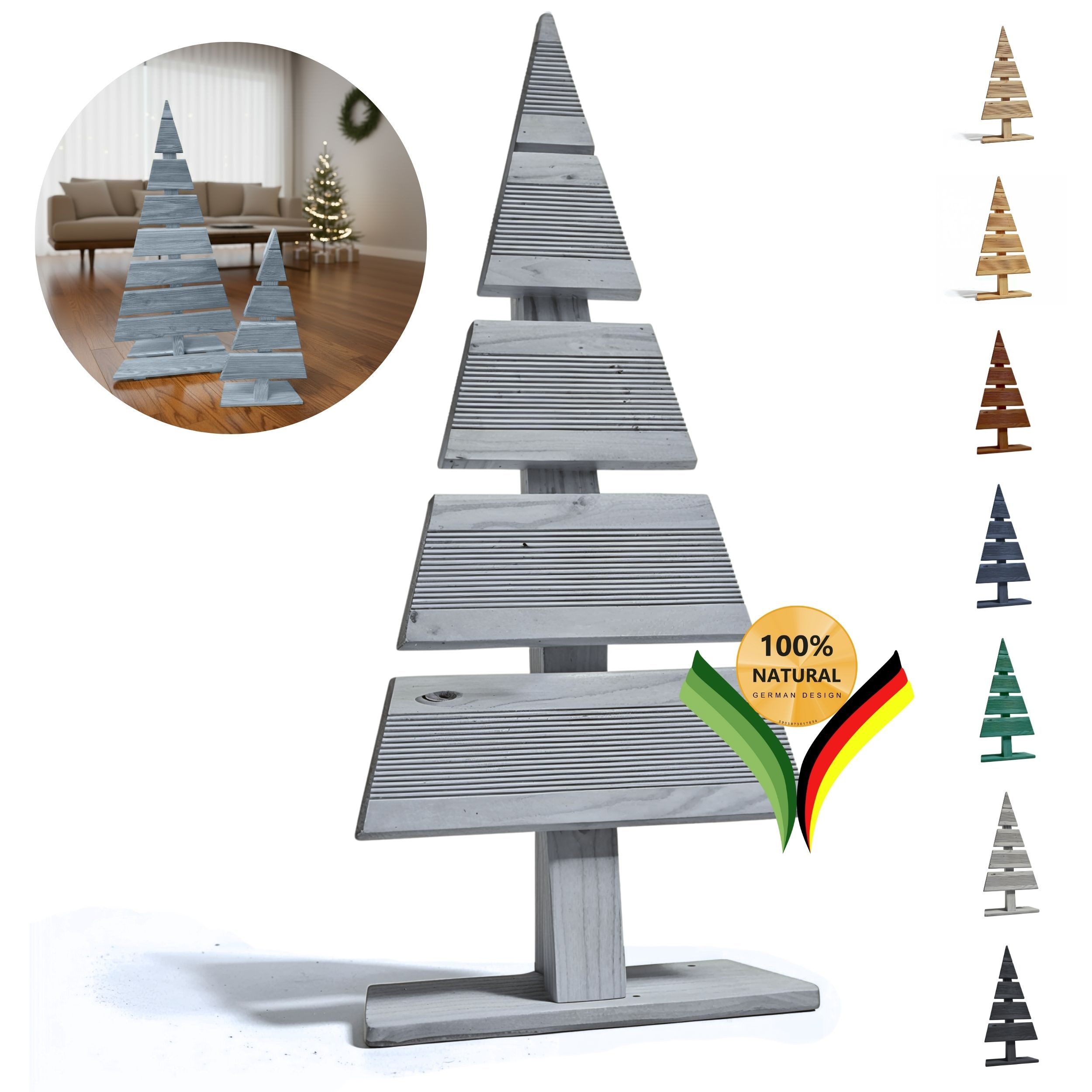be4nature Weihnachtsfigur Tannenbaum Weihnachtsbaum Weihnachtsdeko Holztannenbäume Christbaum (Fertiggebaut, 1 St., Silber), für Innen und Außen, für Wohnzimmer, Büro oder Garten, Terrase