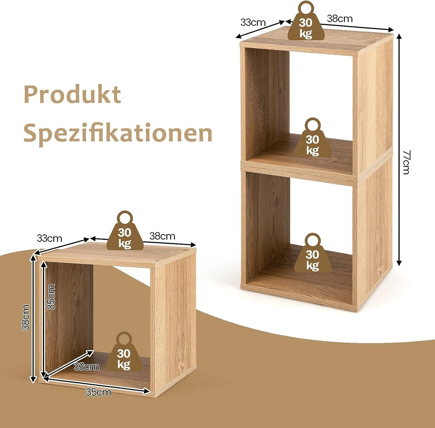 KOMFOTTEU Regalwürfel Aufbewahrungsregal, 2er Set, stapelbare Bücherregal – Bild 5 von 5