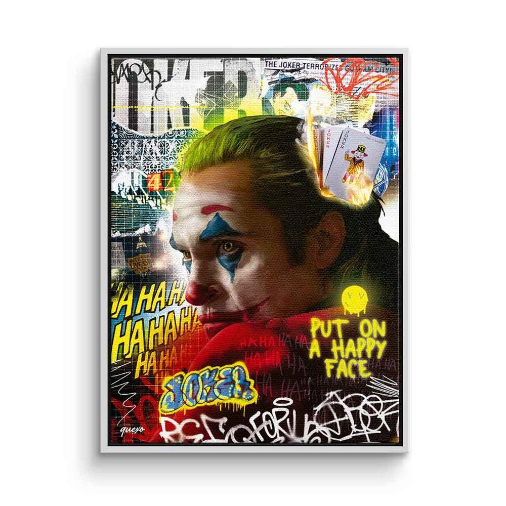DOTCOMCANVAS® Leinwandbild, Joker Leinwandbild Batman Pop Art Collage Graffiti weißer Rahmen