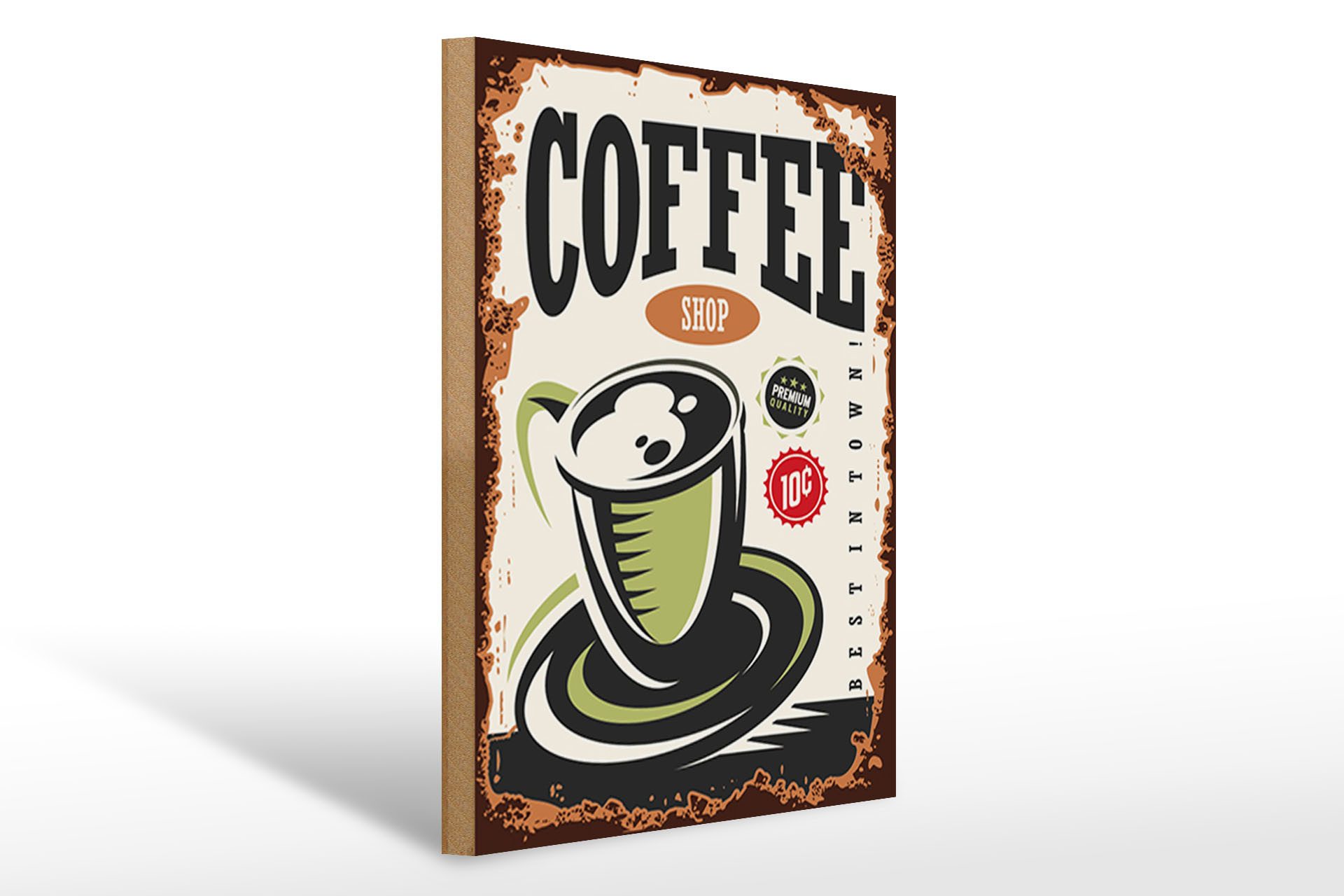 Holzbild Retro 30x40cm Kaffee Coffee Shop premium