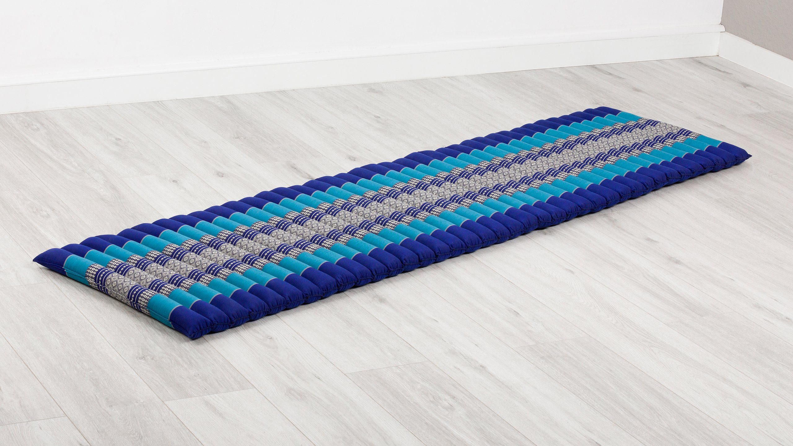 Reisebett-Matratzen breit, 4,50 cm vegan handgefertigt, Kapok livasia, 50 cm 210x50x4,5cm, Blau Rollmatte und hoch,