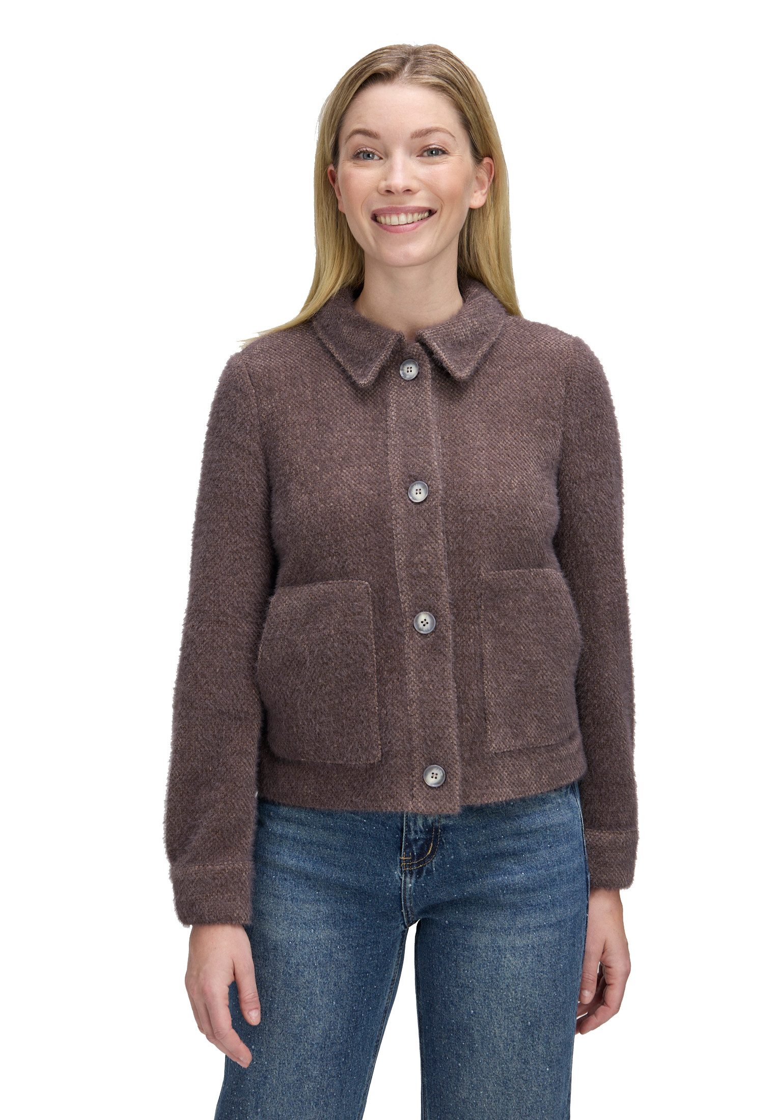 Cartoon Jackenblazer Damen Casual-Jacke mit aufgesetzten Taschen günstig online kaufen