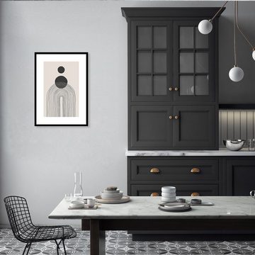 artissimo Bild mit Rahmen Bild gerahmt 51x71cm / Design-Poster mit Holz-Rahmen / schwarz-weiß, skandinavische Muster schwarz-weiß