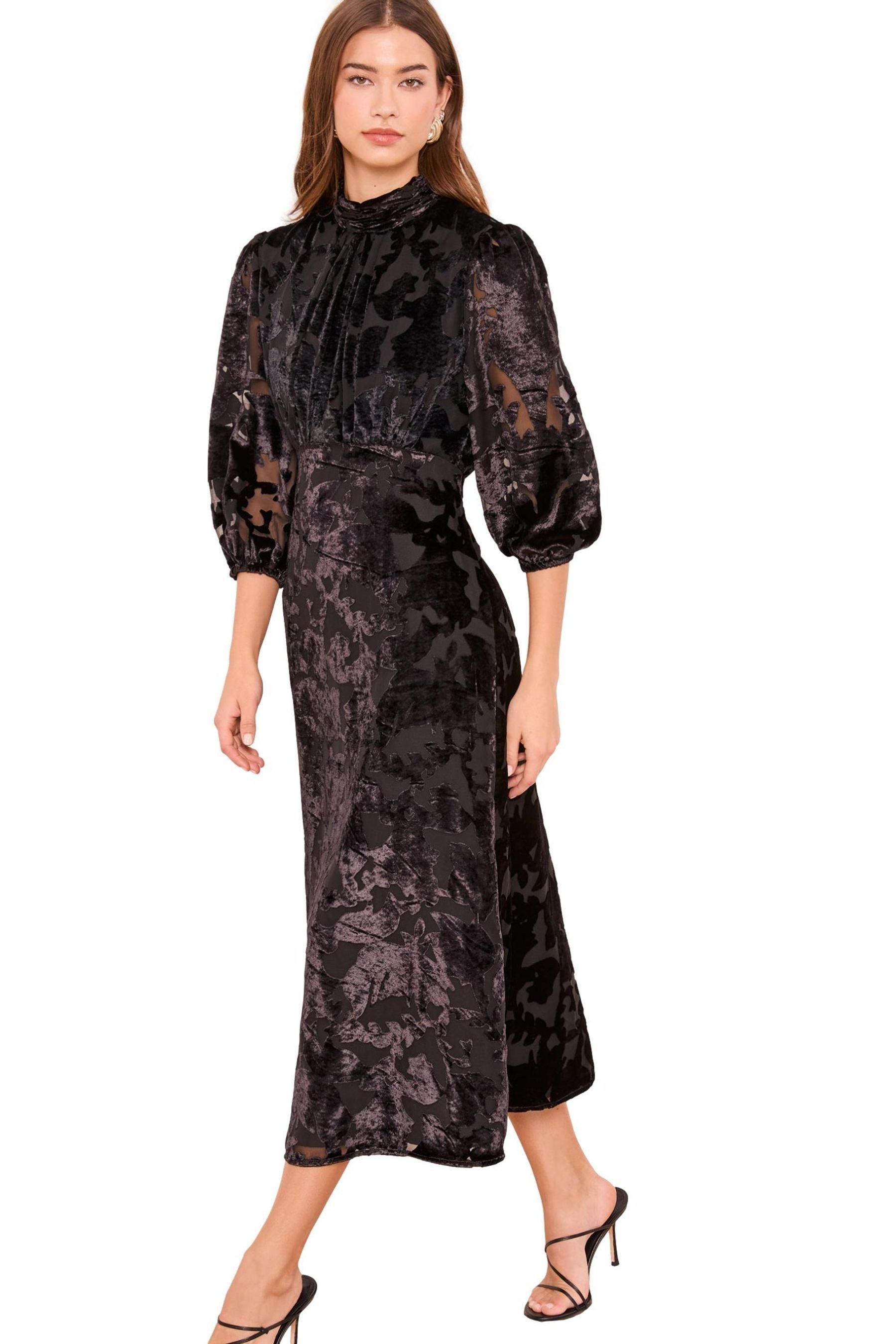 Midikleid Lipsy Midikleid aus Samt mit Puffärmeln, Regular