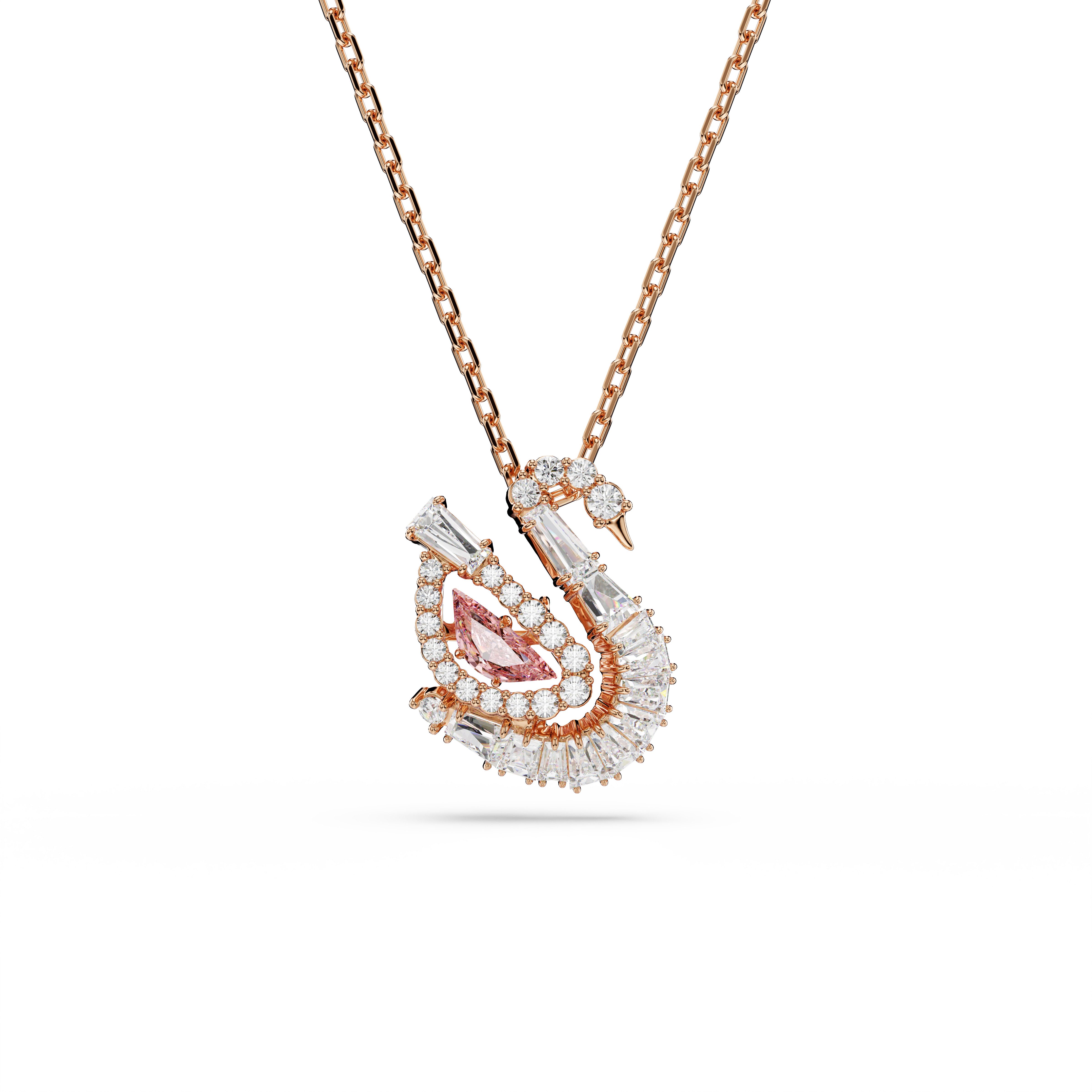 Swarovski Kette mit Anhänger Schmuck Geschenk Schwan Halskette, mit Swarovski® Kristall, Swarovski® Zirkonia (synth)