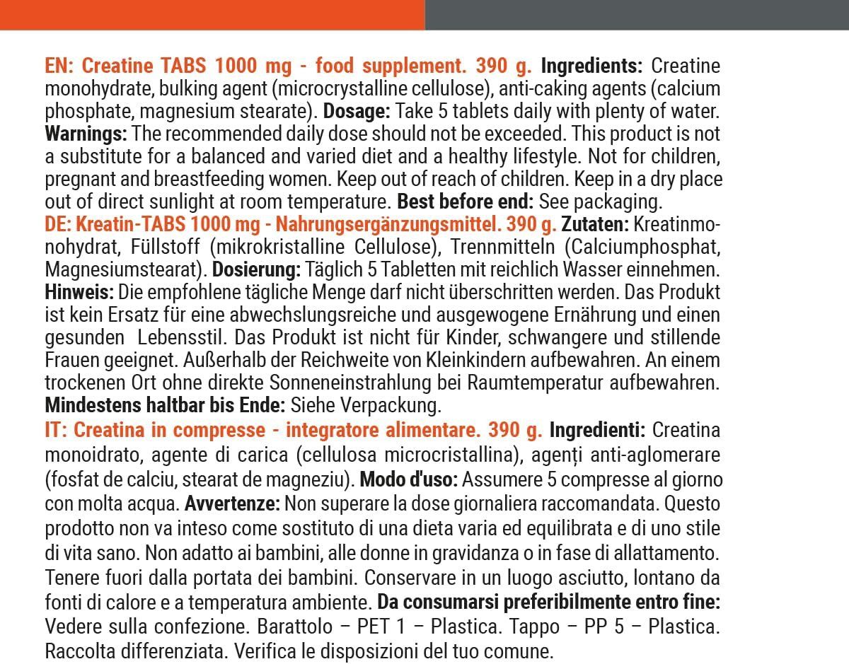 GymBeam Kreatin TABS 1000 mg Tablettenform, 300 er Packung à 360 g