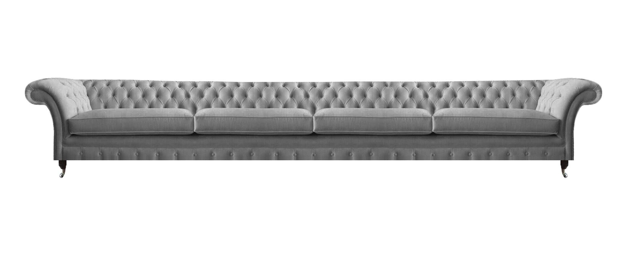 Chesterfield-Sofa Graues Chesterfield-Sofa mit hochwertiger Polsterung und Holzfüßen