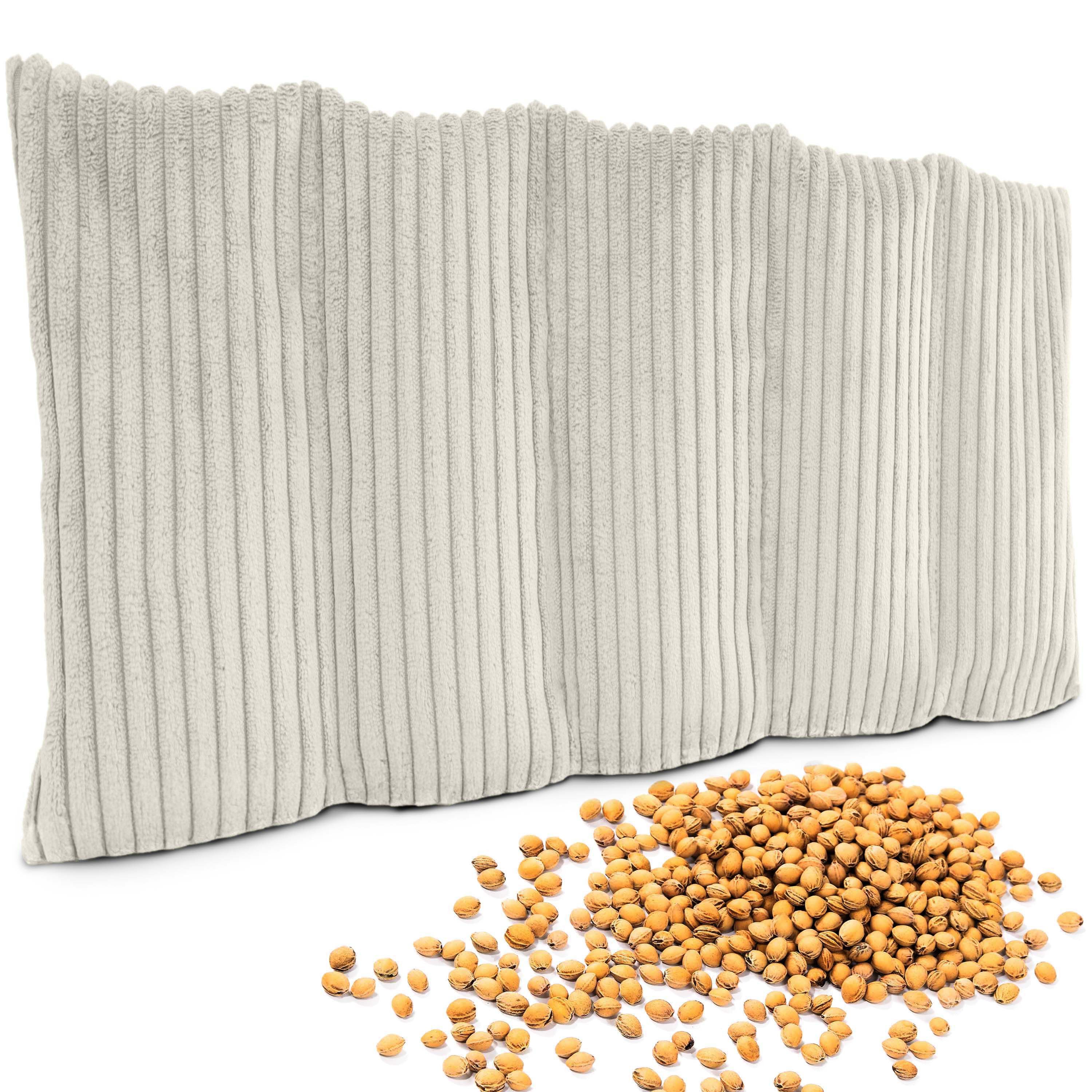 Amilian Kirschkernkissen 55x20 cm Körnerkissen 100% Kirschkerne - Nacken Schulter Mikrowelle, Wärme- und Kältekissen, für Nacken, Schulter, Rücken und Bauch