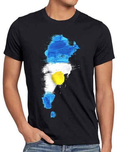 style3 Print-Shirt Herren T-Shirt Flagge Argentinien Fußball Sport Argentina WM EM Fahne