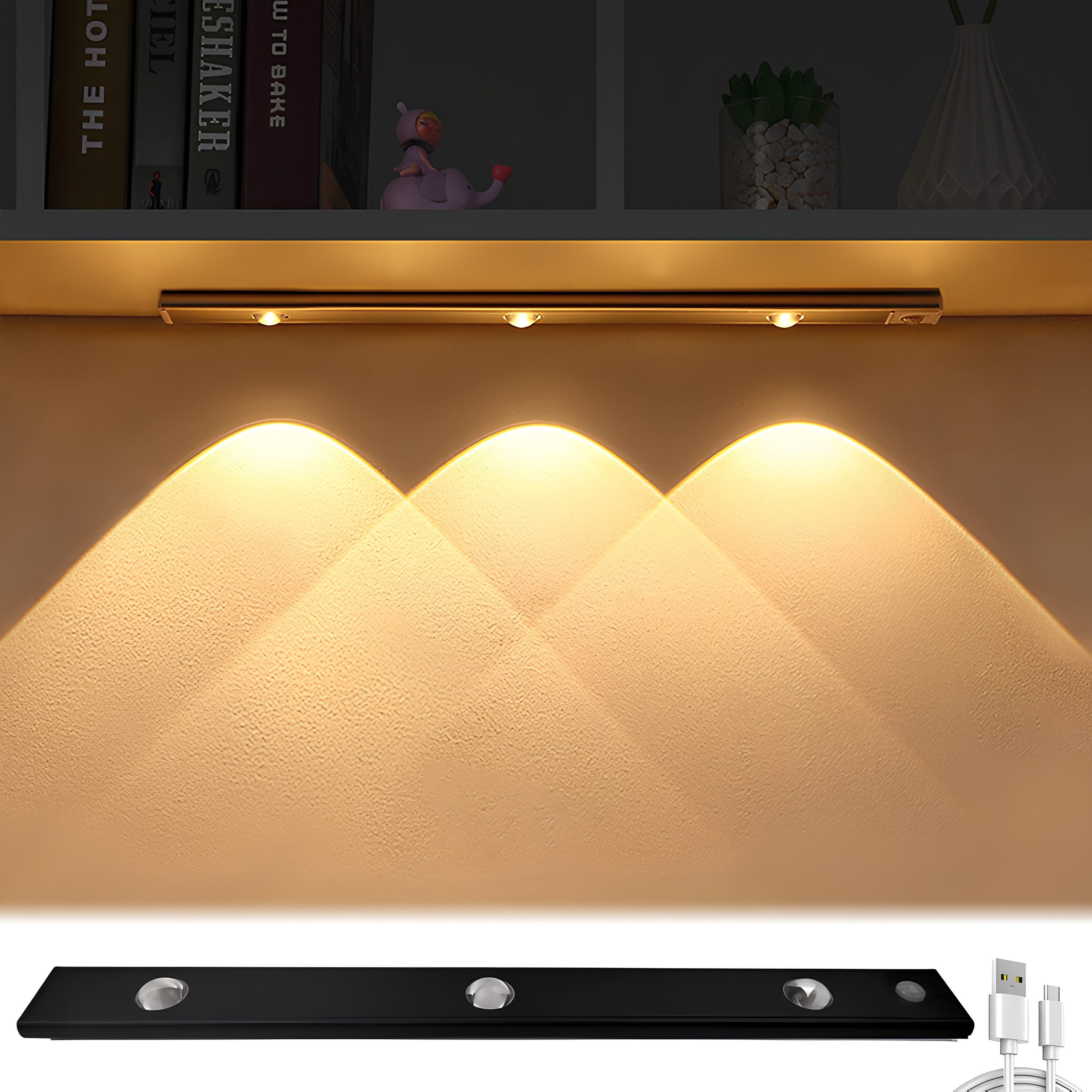 Athlix LED Unterbauleuchte LED Unterbauleuchte LED Unterbauleuchte kabellos, wiederaufladbar, LED fest integriert, mit Bewegungssensor, 60 Std. Laufzeit, 3000K-6500K weiß verstellbar