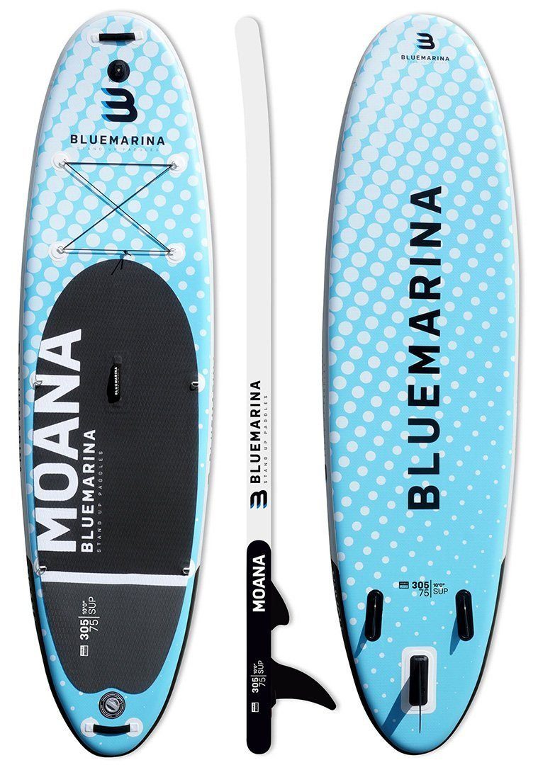 Bluemarina SUP-Board Resistentes Board, 180 inkl. Bluemarina Paddelboard, dick, Board SUP kg), Stand Aufblasbares Paddle board, (15 Up Moana - max J. Schichten, PVC Surfboard, cm UV 3 (D-Ringe Paddling 5 Garantie
