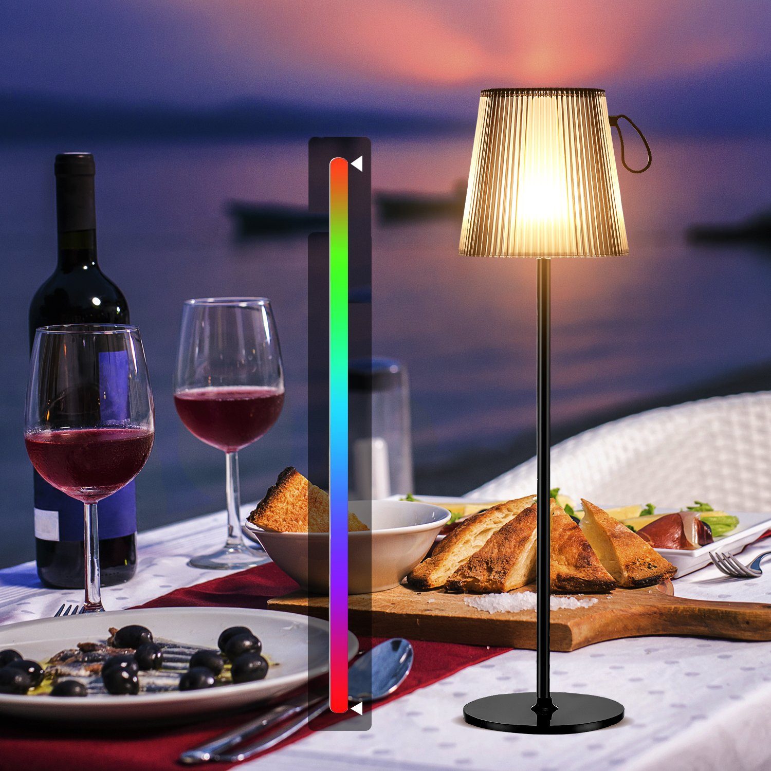 oyajia Schreibtischlampe Dimmbare RGB-Tischlampe, Kabellose Touch-Control Abnehmbar Tischlampe, LED fest integriert, Warmes Licht + RGB, Aluminium Tischlampe, IP44 Wasserdicht für Hotel, Schlafzimmer, Bar