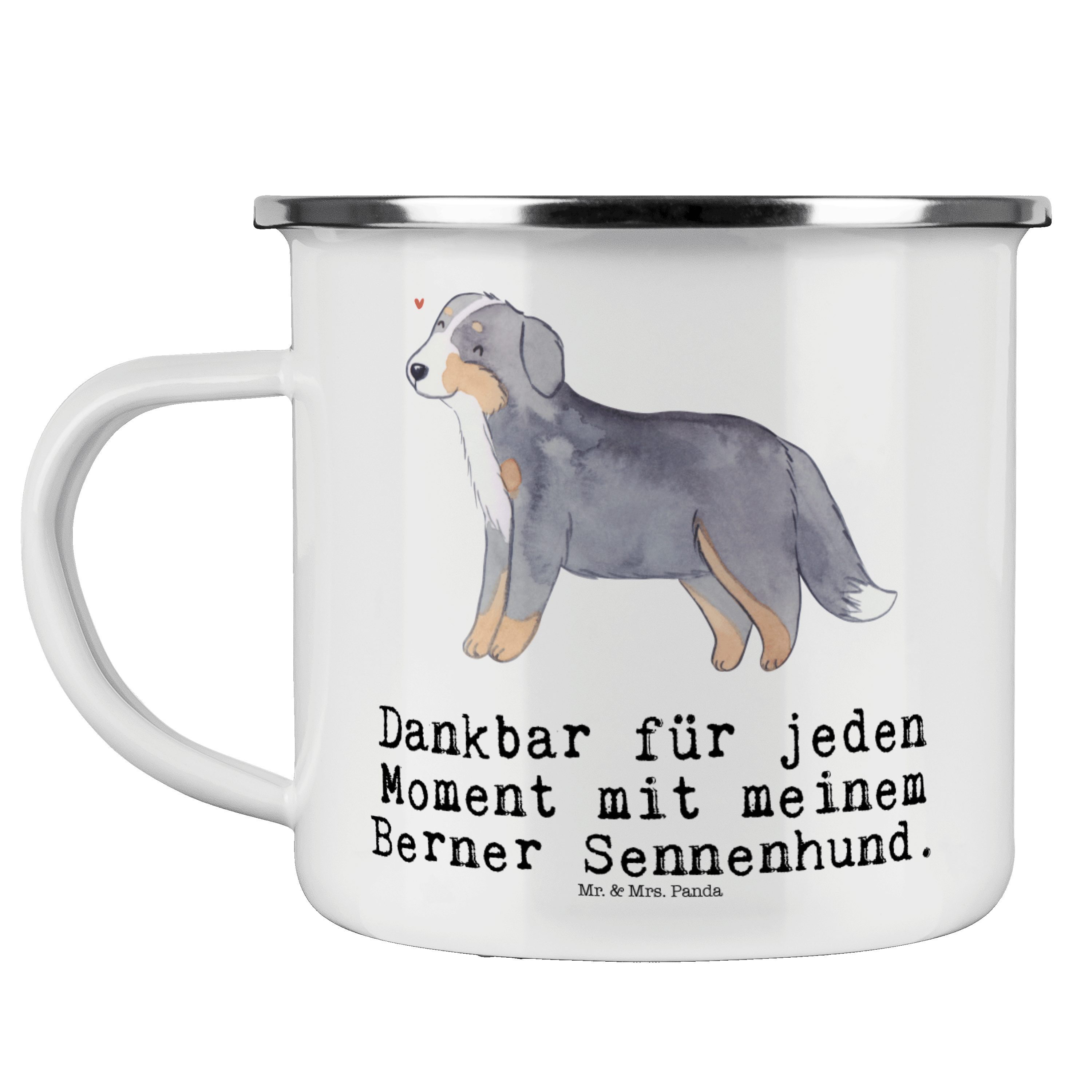 Mr. & Mrs. Panda Becher Berner Sennenhund Moment - Weiß - Geschenk, Trinkbecher, Blechtasse O, Emaille | Becher