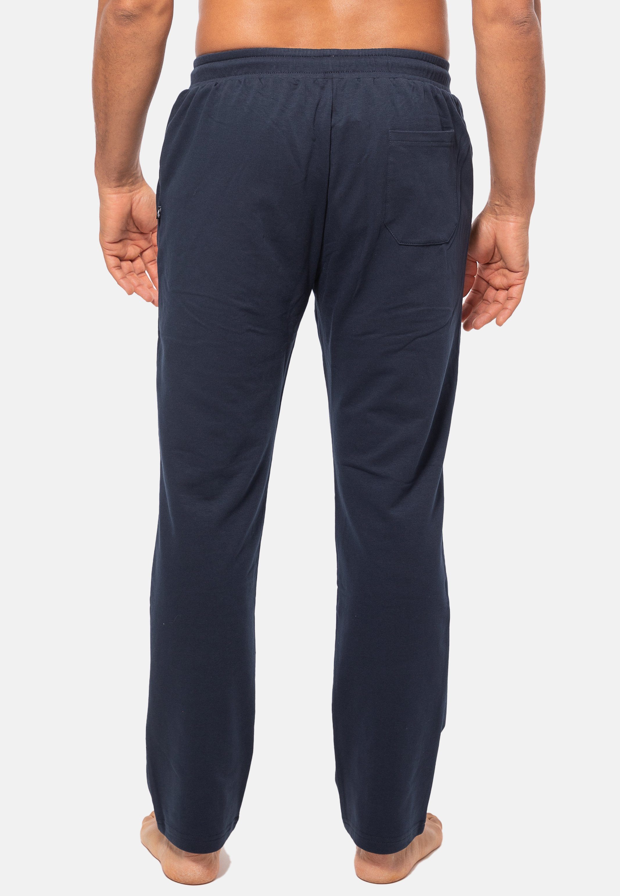 (1-tlg) - - Lange Hose zwei Jogginghose Hose Hajo Marine Baumwolle mit Klima-Komfort Hosentaschen Homewear