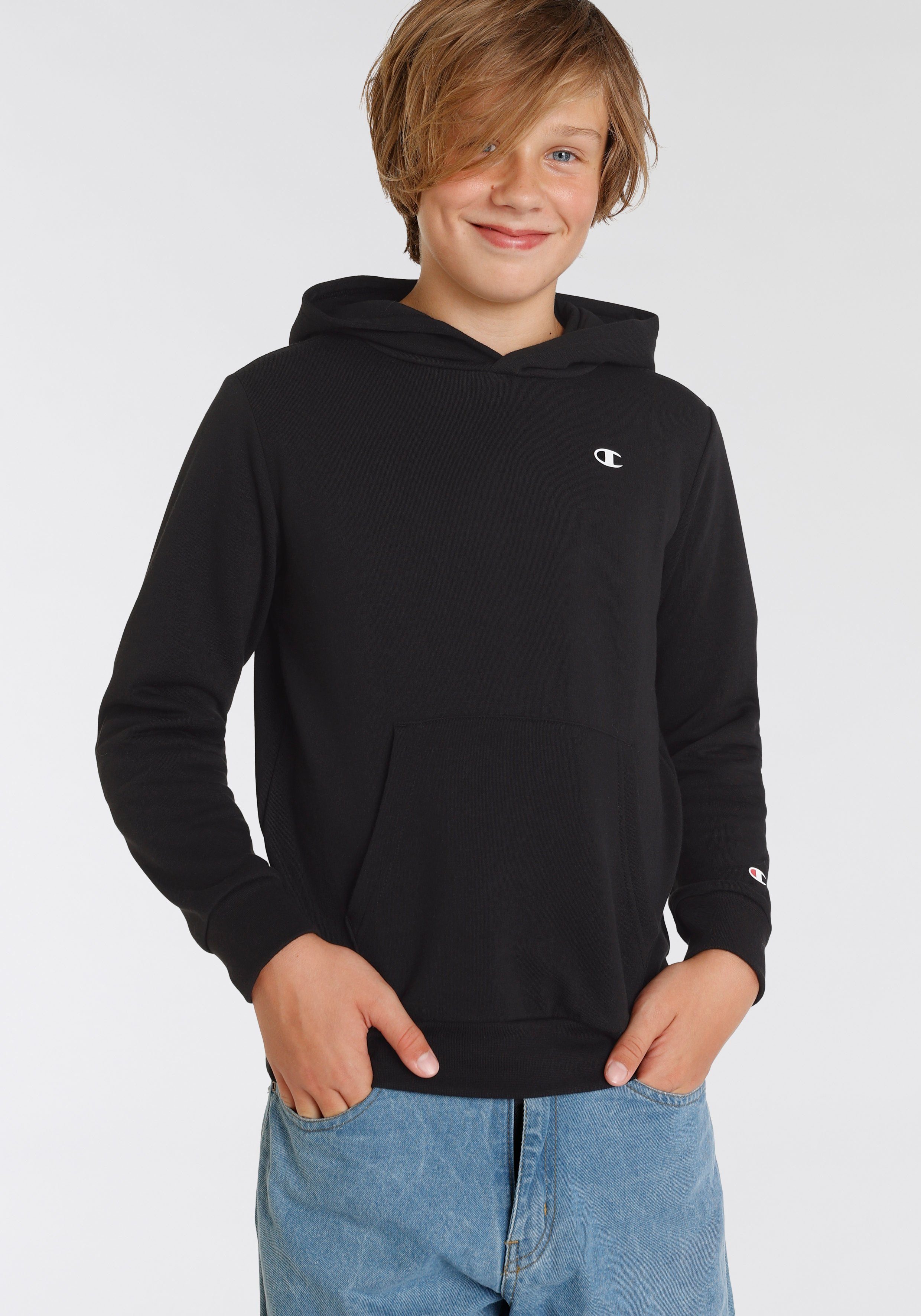 Sweatshirt schwarz Kinder - Hooded Sweatshirt Basic für Champion