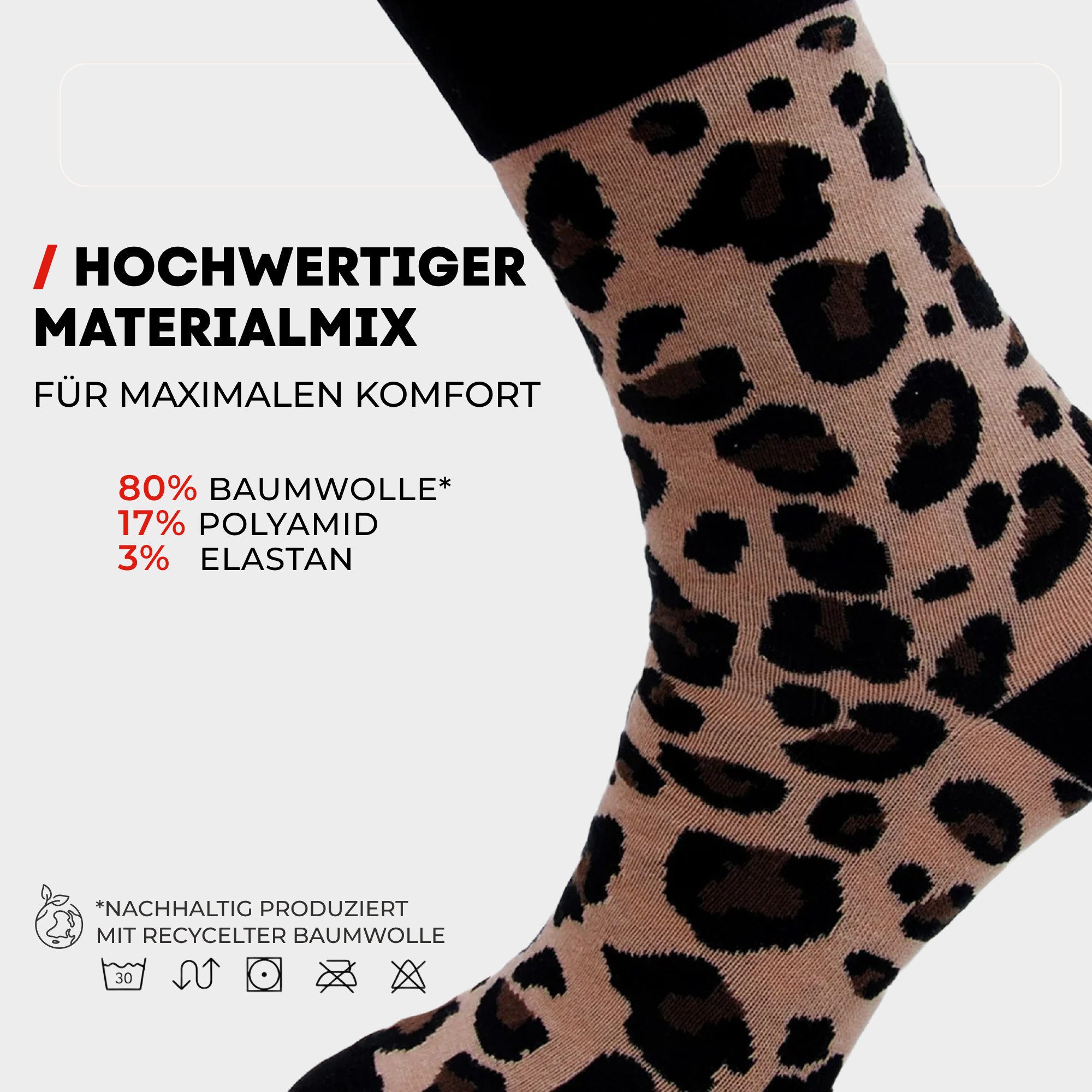 Chili Lifestyle Freizeitsocken WILD CAT Lustige Socken mit Spruch Banderole als Geschenksocken (Paar, 1-Paar, Mit Spruchbanderole) Weichbund ohne Gummidruck