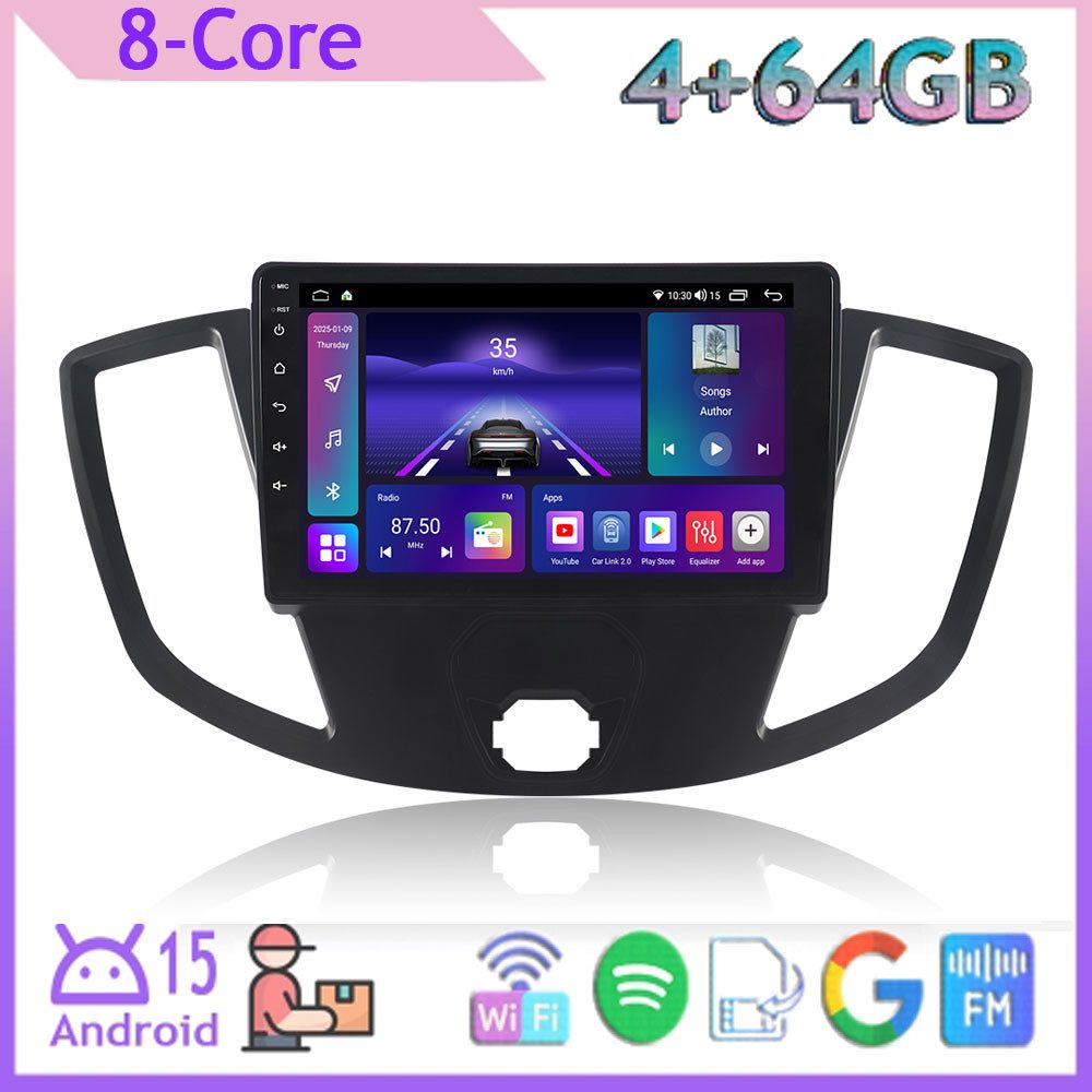 A-Sure 10Zoll Carplay Android 15 Für Ford Transit Custom 2013-2021 BT FM WIFI Autoradio (Mirrorlink, ChatGPT, Google PLay, DAB+Box, AM, 1280*800 IPS Screen, RDS, DSP, GPS, SWC, Navi, UI Theme)