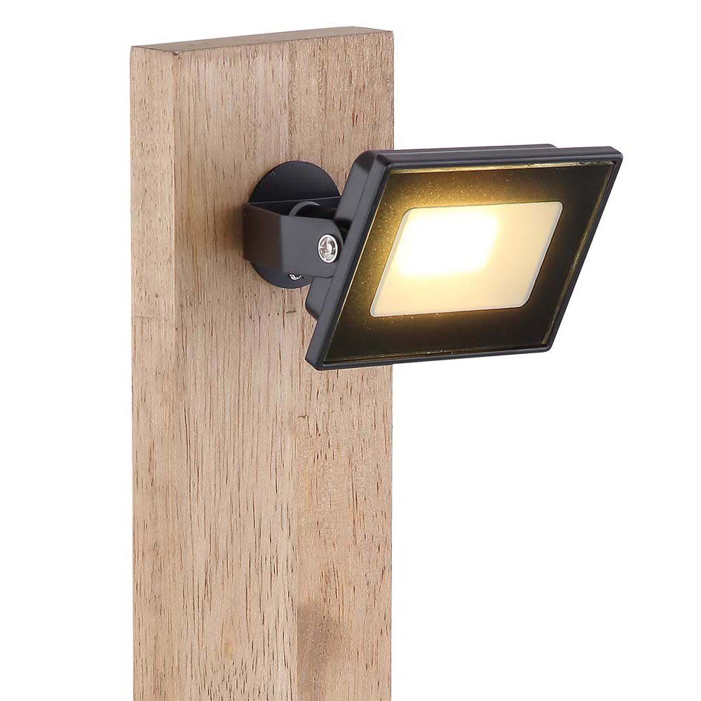 etc-shop H Warmweiß, Schwarz 45 cm Dunkelbraun Metall Tischlampe fest LED-Leuchtmittel verbaut, Tischleuchte Holz Schreibtischlampe,