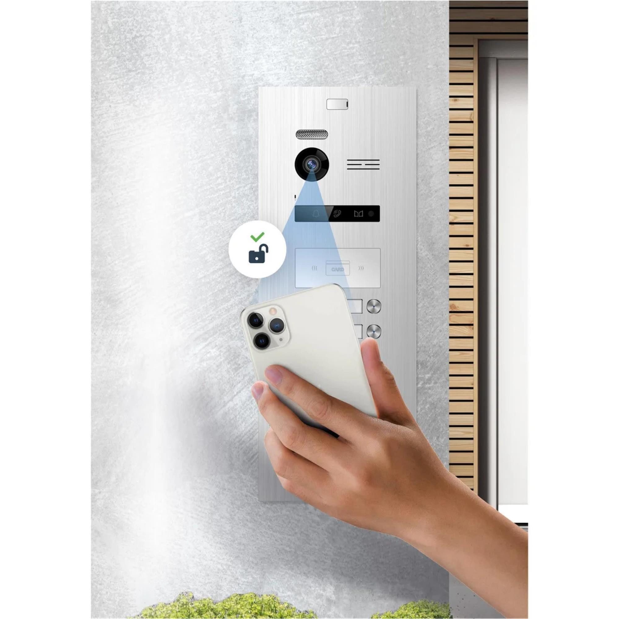 Balter Video-Türsprechanlage BALTER HD WLAN Türsprechanlage EVO 11-Familienhaus Silber Schwarz (Set, 11-Familienhaus, Komplettset, Full HD 175° Kamera, App-Steuerung)