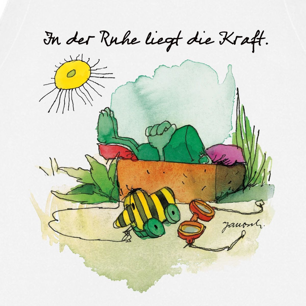 Spreadshirt Kochschürze Janosch Günter Kastenfrosch Tigerente Kochschürze, (1-tlg)