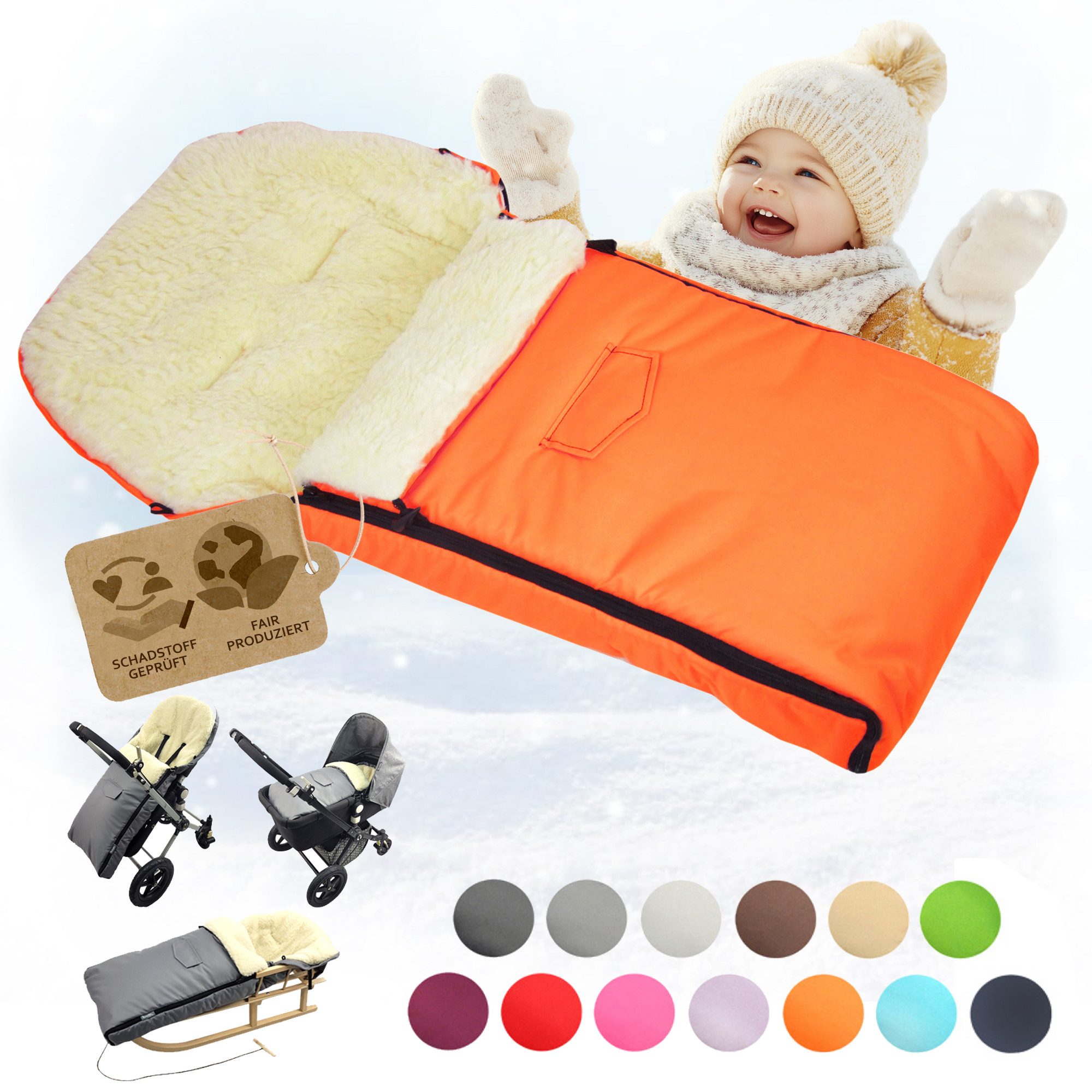 Fußsack Winterfußsack Babyfußsack Fußsack Kinderwagen Wolle universal 108cm